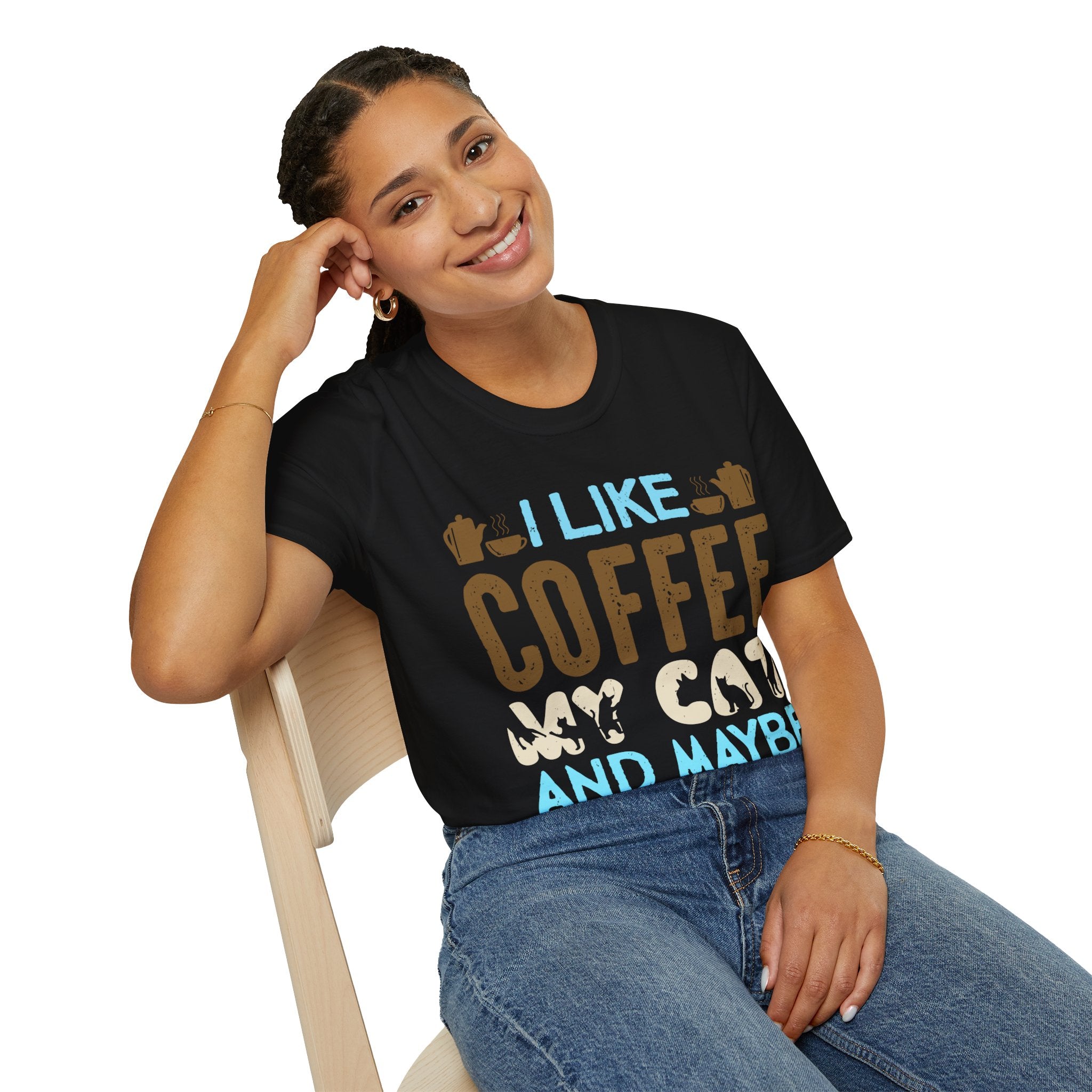 "I LIKE COFFEE MY CAT AND MAYBE 3 PEOPLE" Unisex Soft style T-Shirt