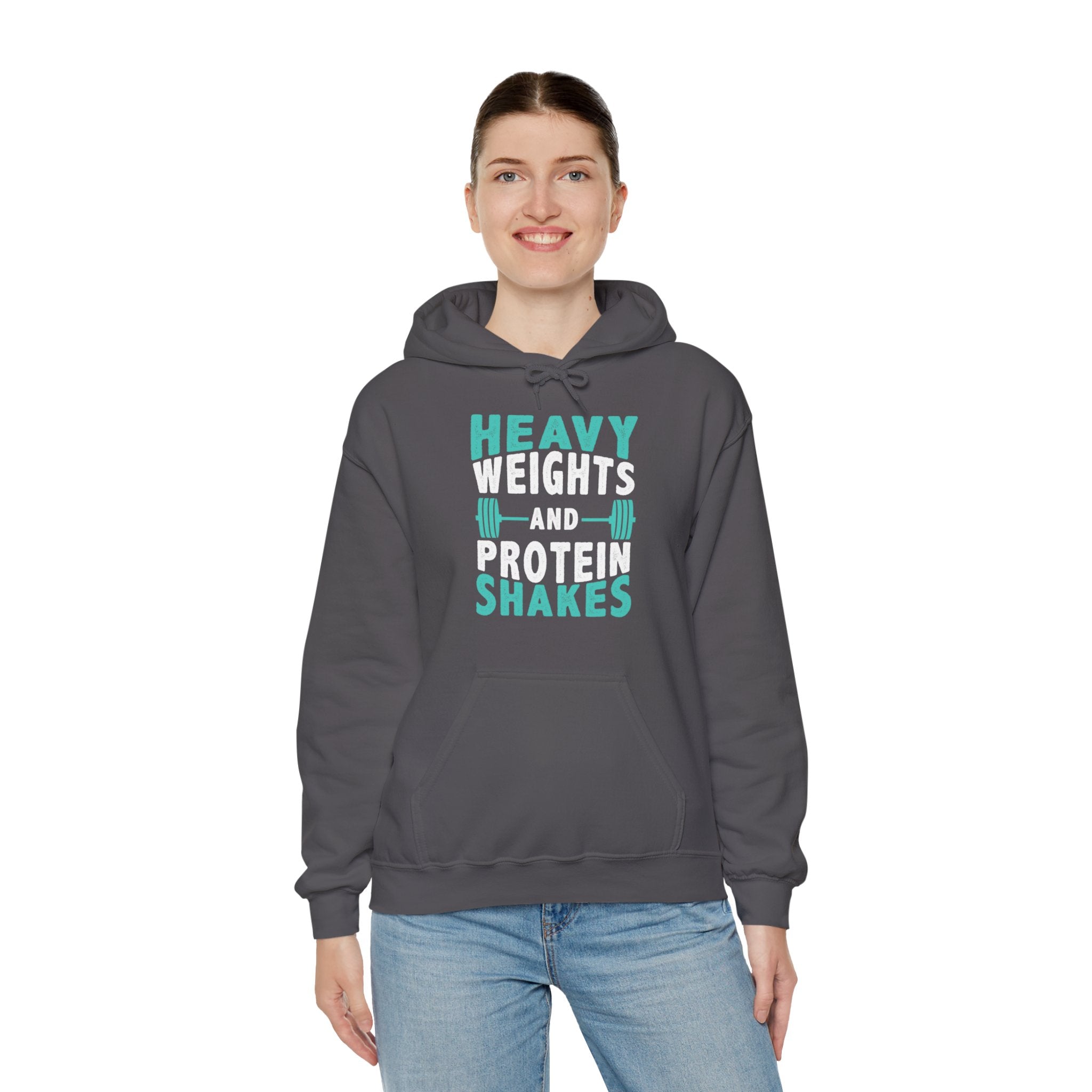 "Heavy Weights And Proteins Shakes" Unisex Heavy Blend™ Hooded Sweatshirt