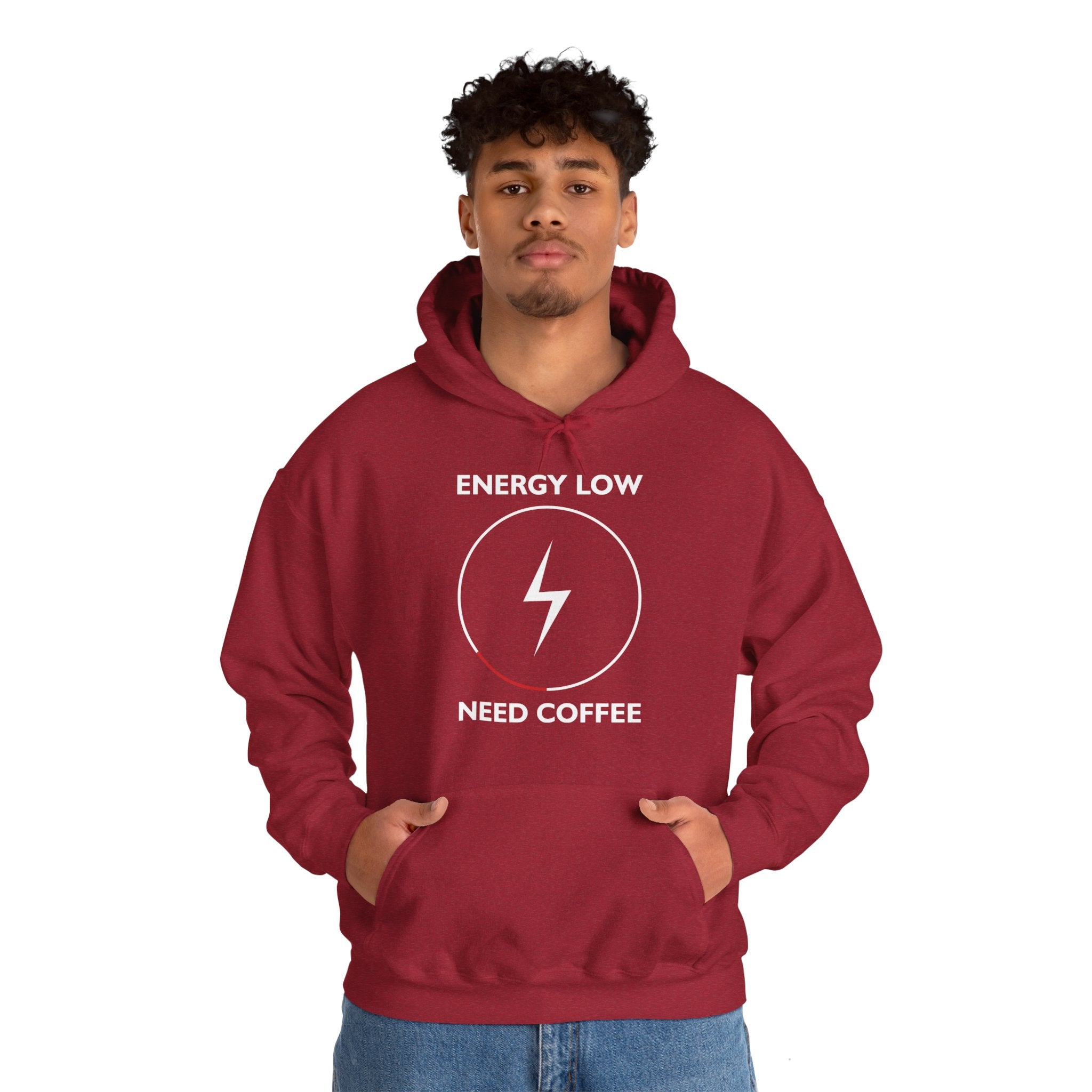 "ENERGY LOW NEED COFFEE" Unisex Heavy Blend™ Hooded Sweatshirt