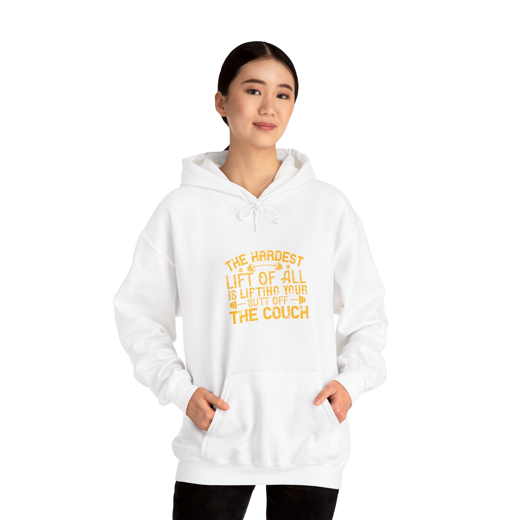 "The hardest lift of all is lifting your butt off the couch"  Unisex Heavy Blend™ Hooded Sweatshirt