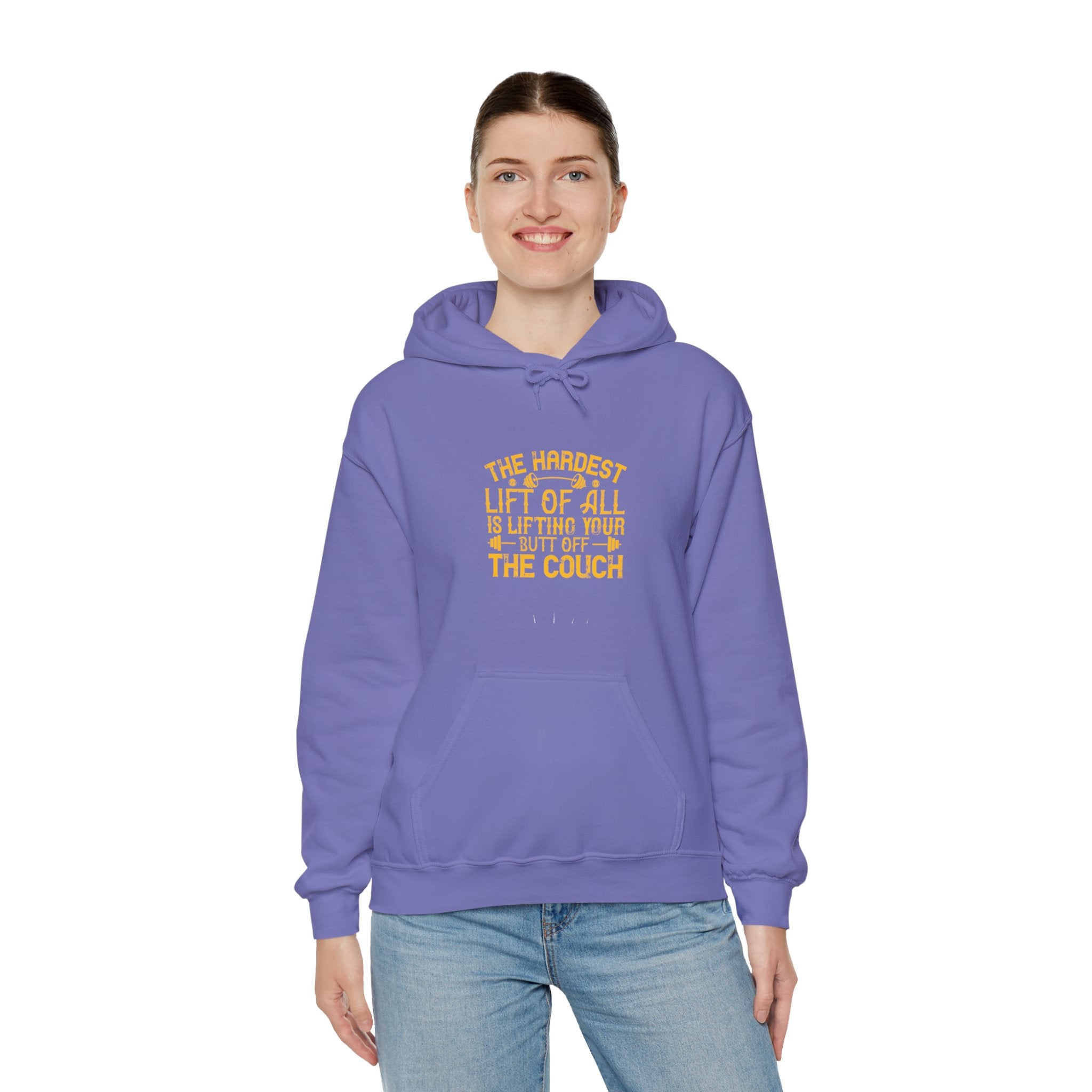 "The hardest lift of all is lifting your butt off the couch"  Unisex Heavy Blend™ Hooded Sweatshirt