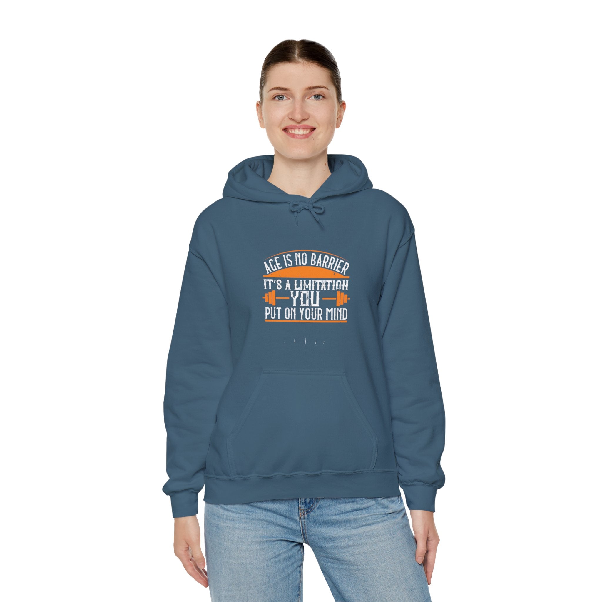 "Age Is No Barrier Its A Limitation You Put On Your Mind"  Unisex Heavy Blend™ Hooded Sweatshirt