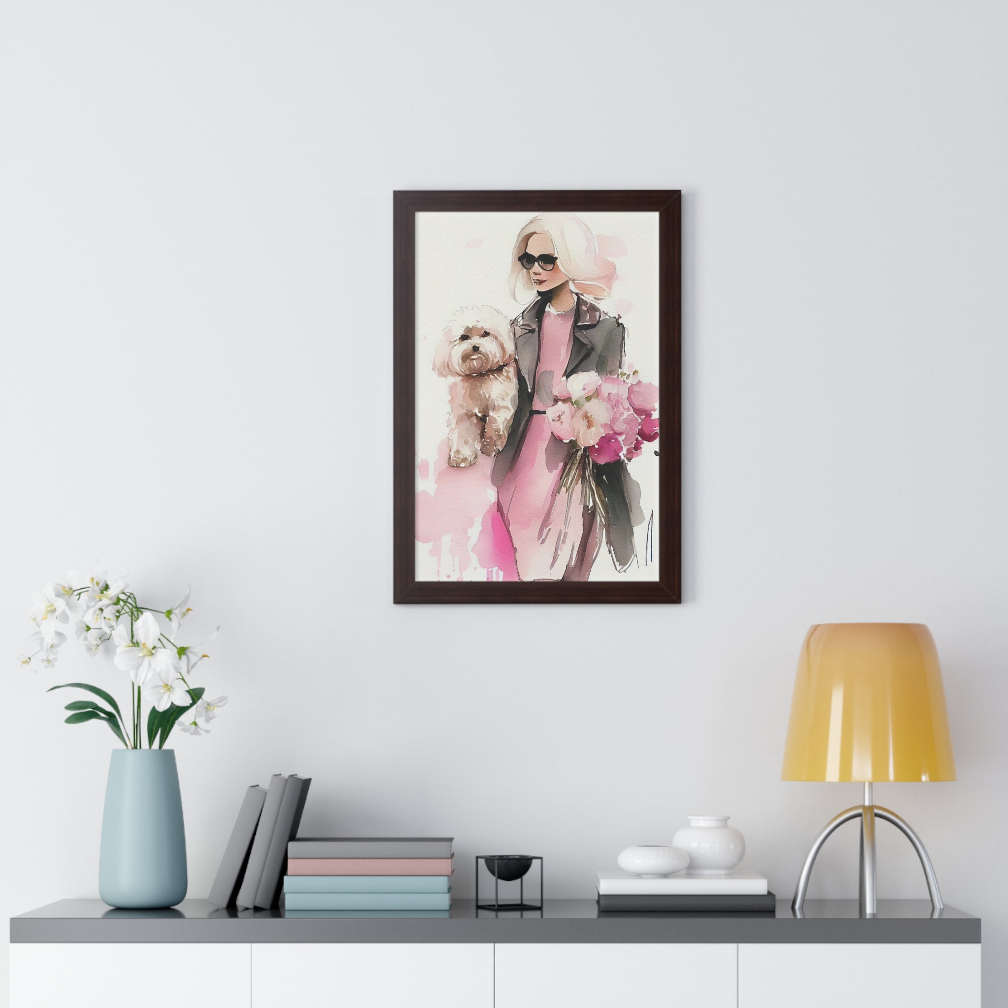 "BLONDE LADY MALTIPOO SUNGLASSES" Framed Vertical Poster