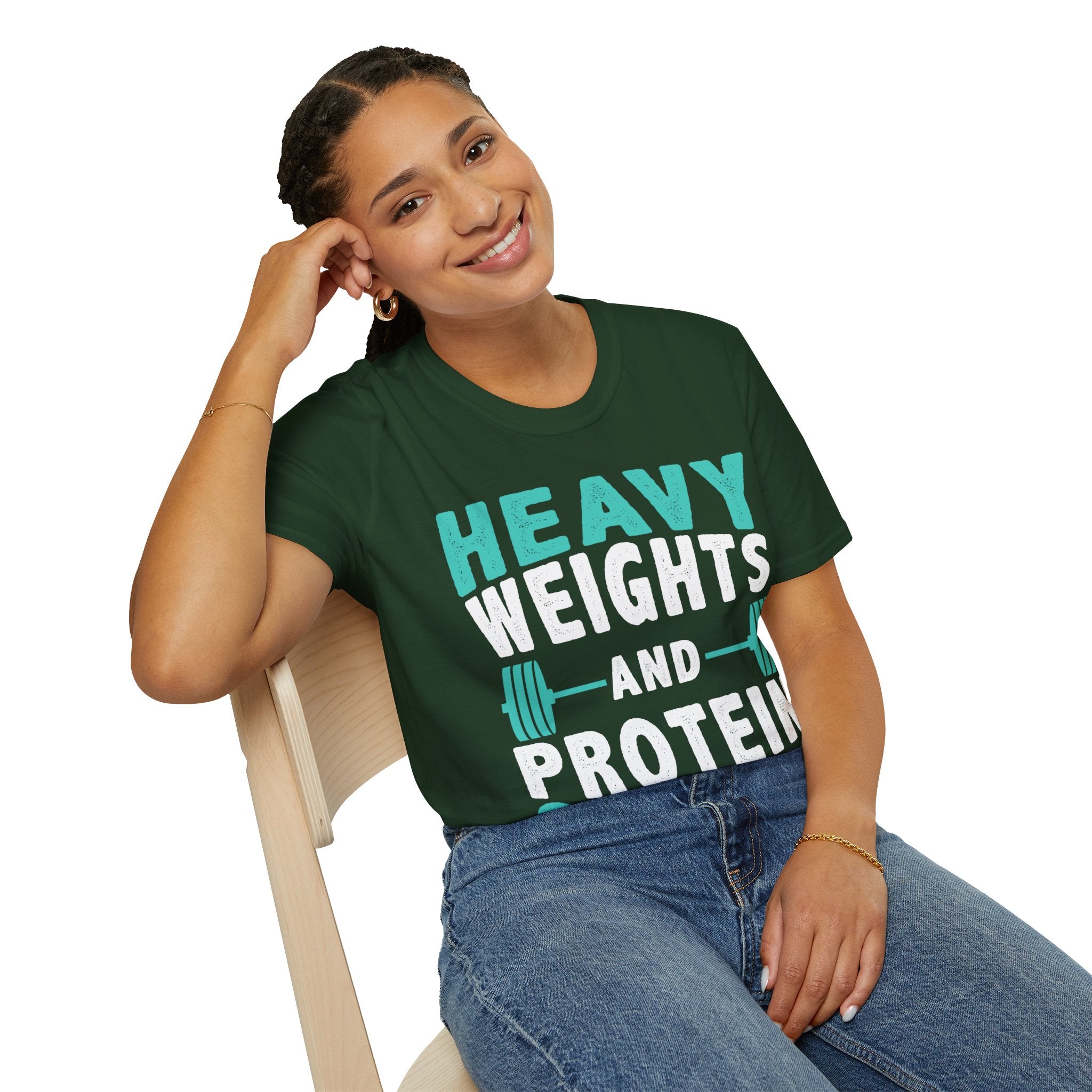 "Heavy Weights And Proteins Shakes" Unisex Soft Style T-Shirt