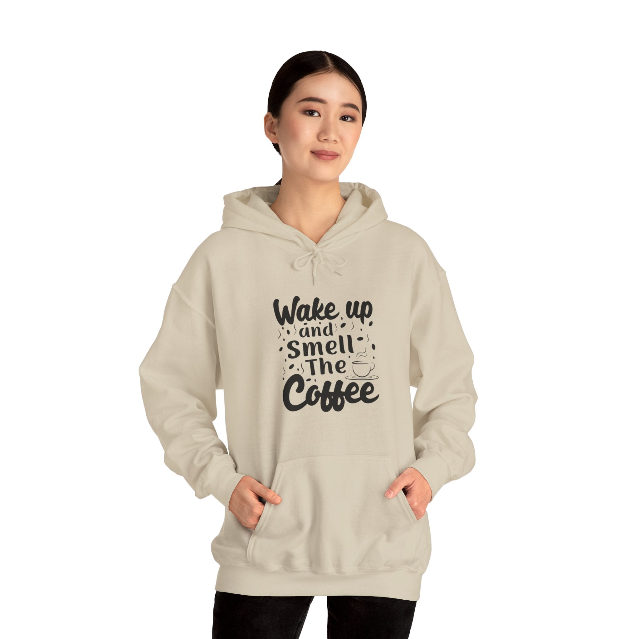 "WAKE UP AND SMELL THE COFFEE" Unisex Heavy Blend™ Hooded Sweatshirt