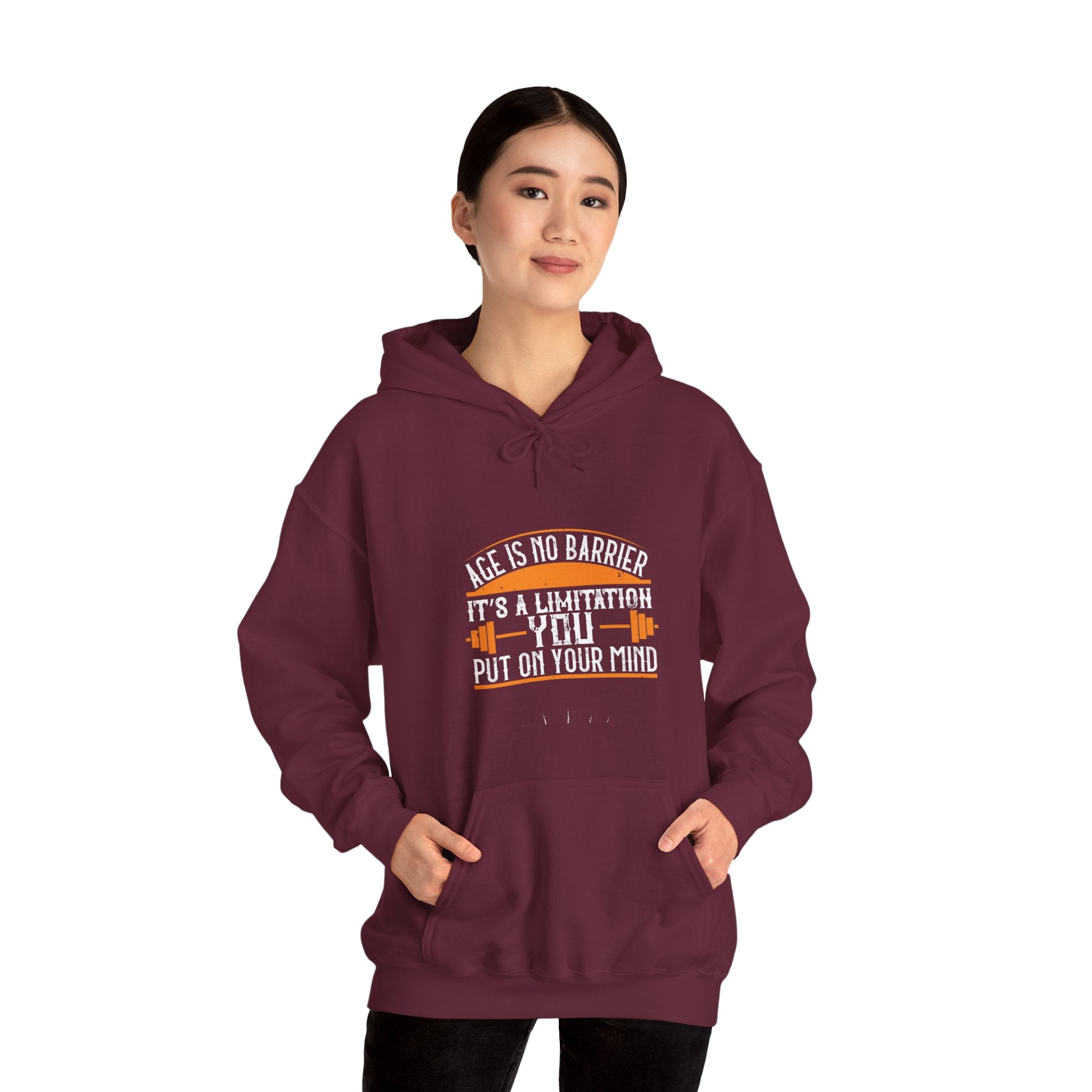 "Age Is No Barrier Its A Limitation You Put On Your Mind"  Unisex Heavy Blend™ Hooded Sweatshirt