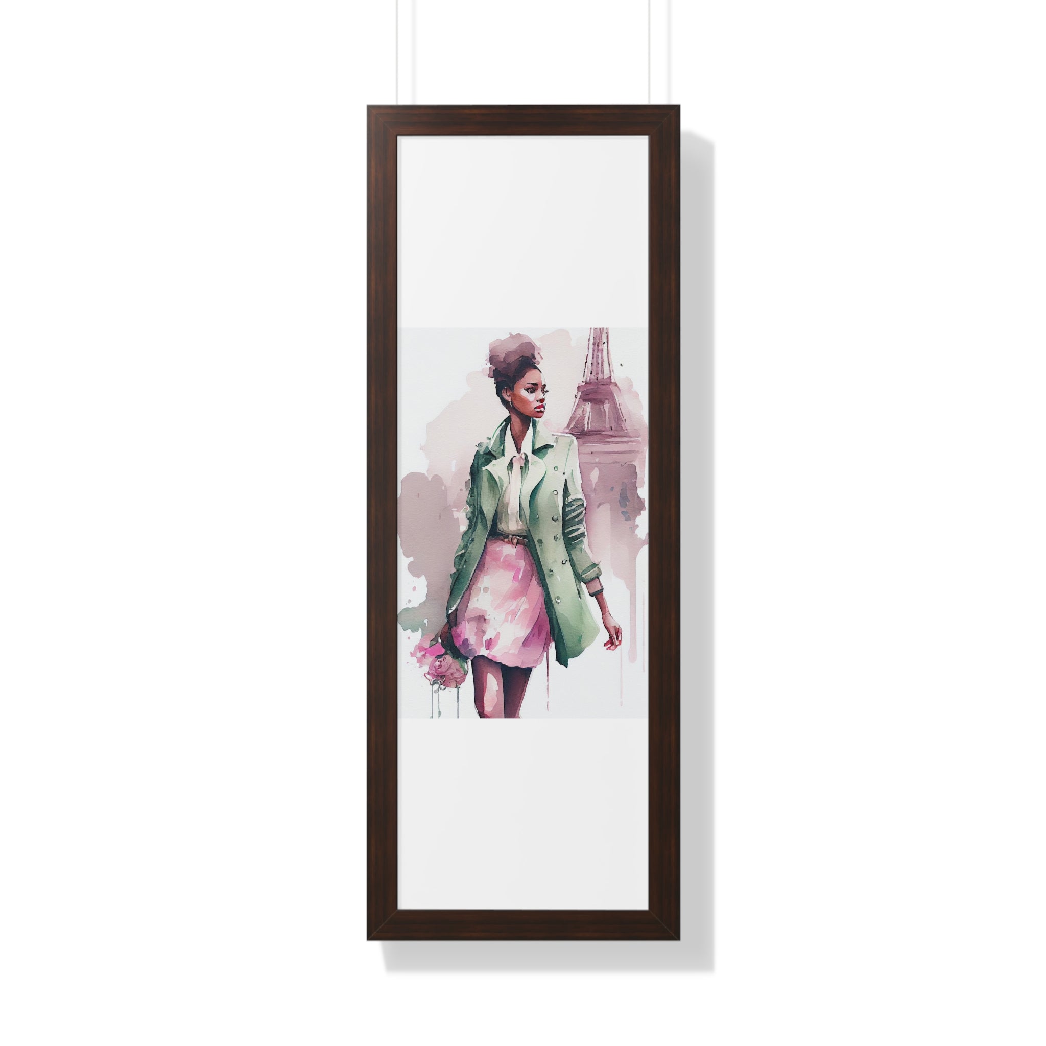 "BLACK WOMAN PARIS STREETS" Framed Vertical Poster