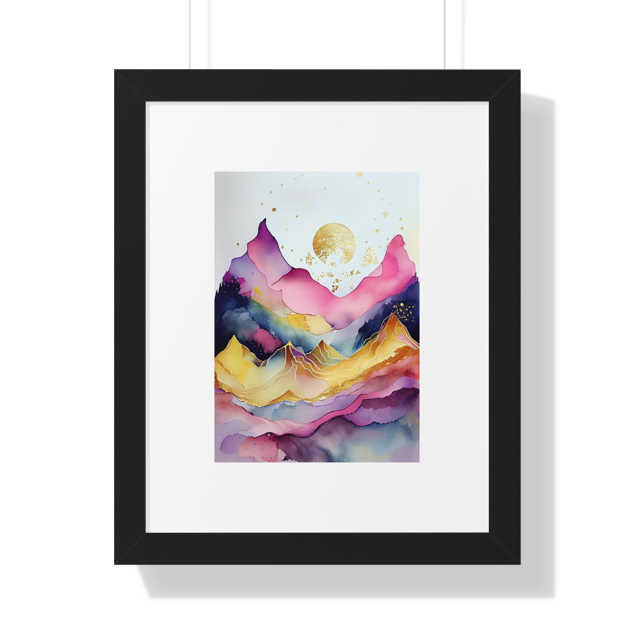 "ABSTRACT ALCOHOLIC INK MOUNTAIN" Framed Vertical Poster