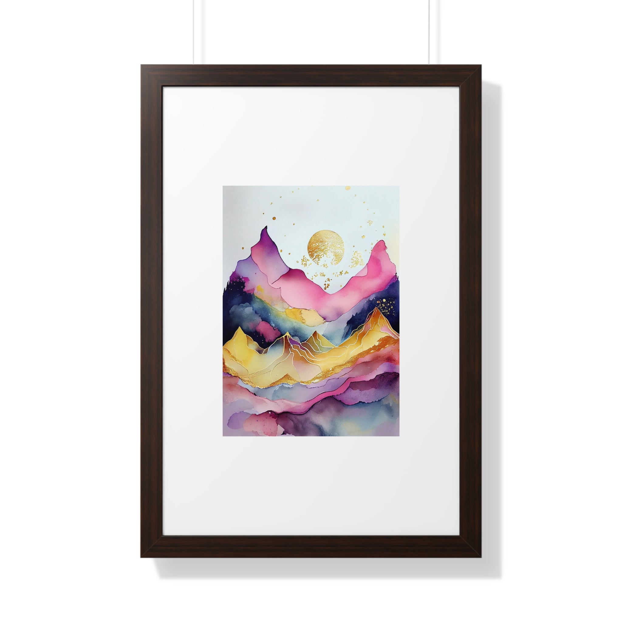 "ABSTRACT ALCOHOLIC INK MOUNTAIN" Framed Vertical Poster