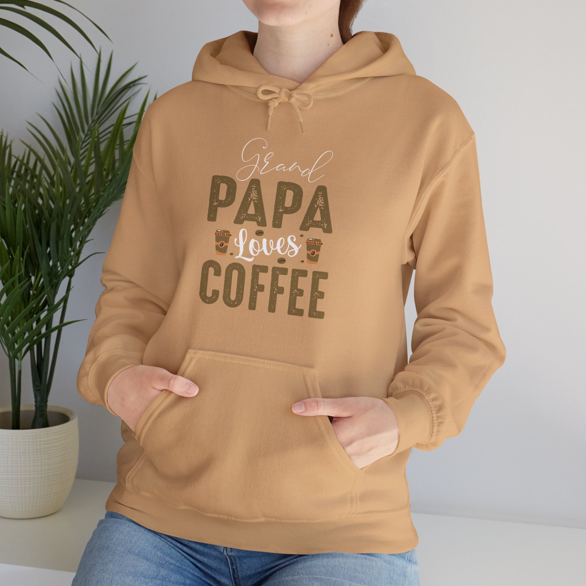 "GRAND PAPA LOVES COFFEE" Unisex Heavy Blend™ Hooded Sweatshirt