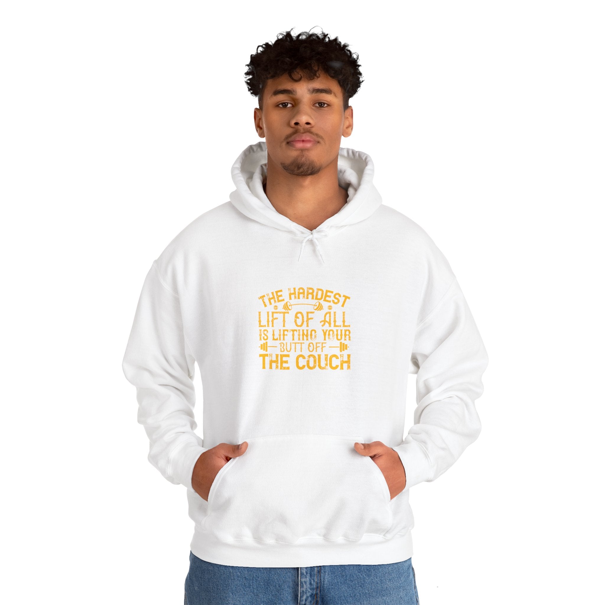 "The hardest lift of all is lifting your butt off the couch"  Unisex Heavy Blend™ Hooded Sweatshirt