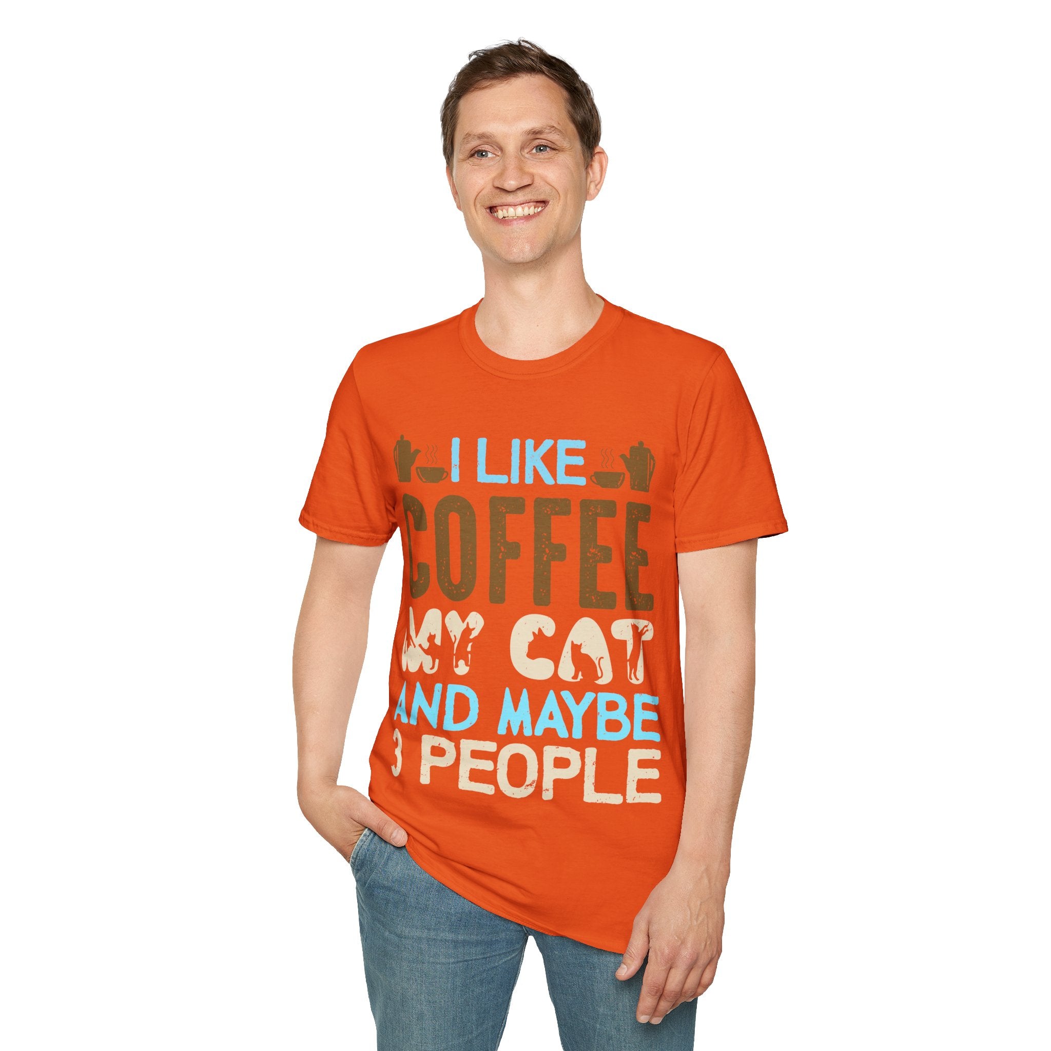 "I LIKE COFFEE MY CAT AND MAYBE 3 PEOPLE" Unisex Soft style T-Shirt