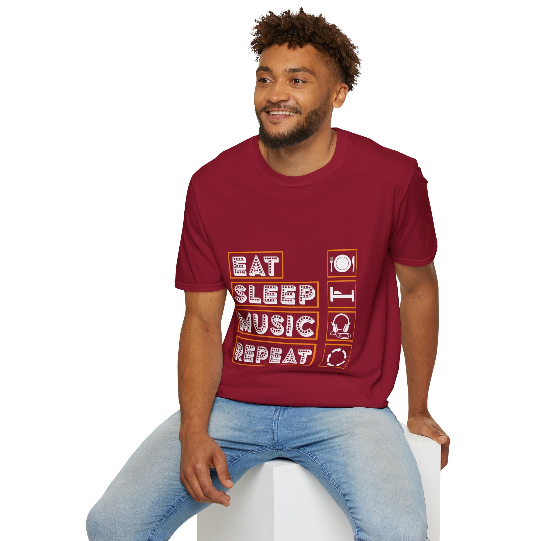 "Eat Sleep Music Repeat" Unisex Soft style T-Shirt