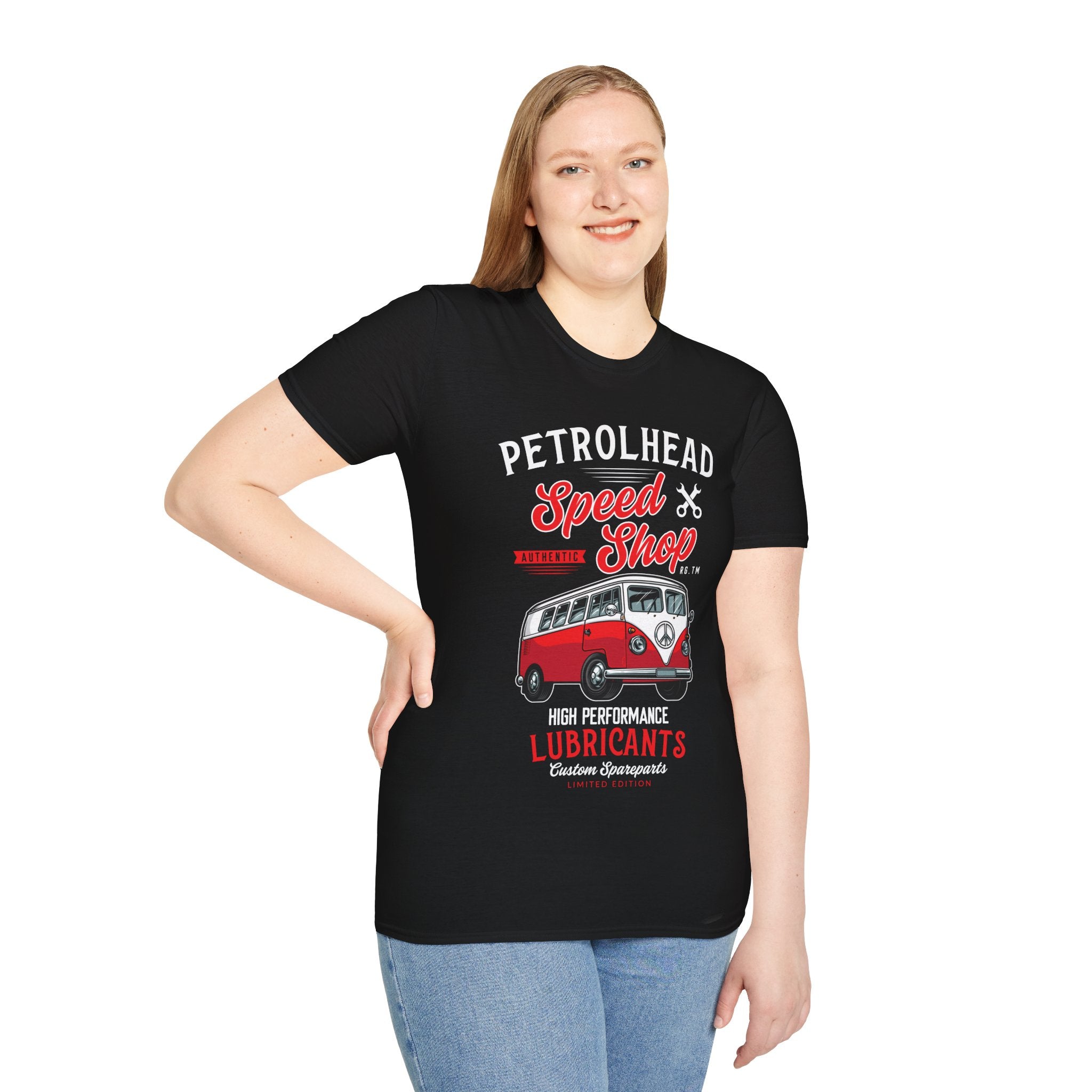 "PETROLHEAD SPEED SHOP LUBRICANTS" Unisex Soft style T-Shirt