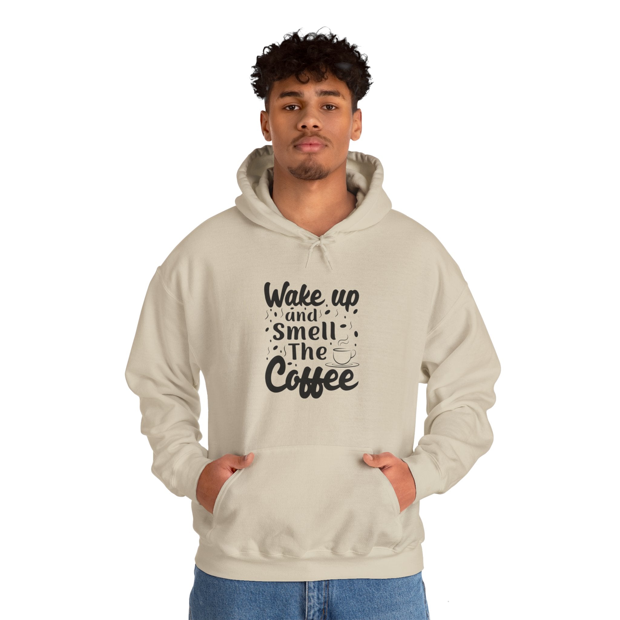 "WAKE UP AND SMELL THE COFFEE" Unisex Heavy Blend™ Hooded Sweatshirt