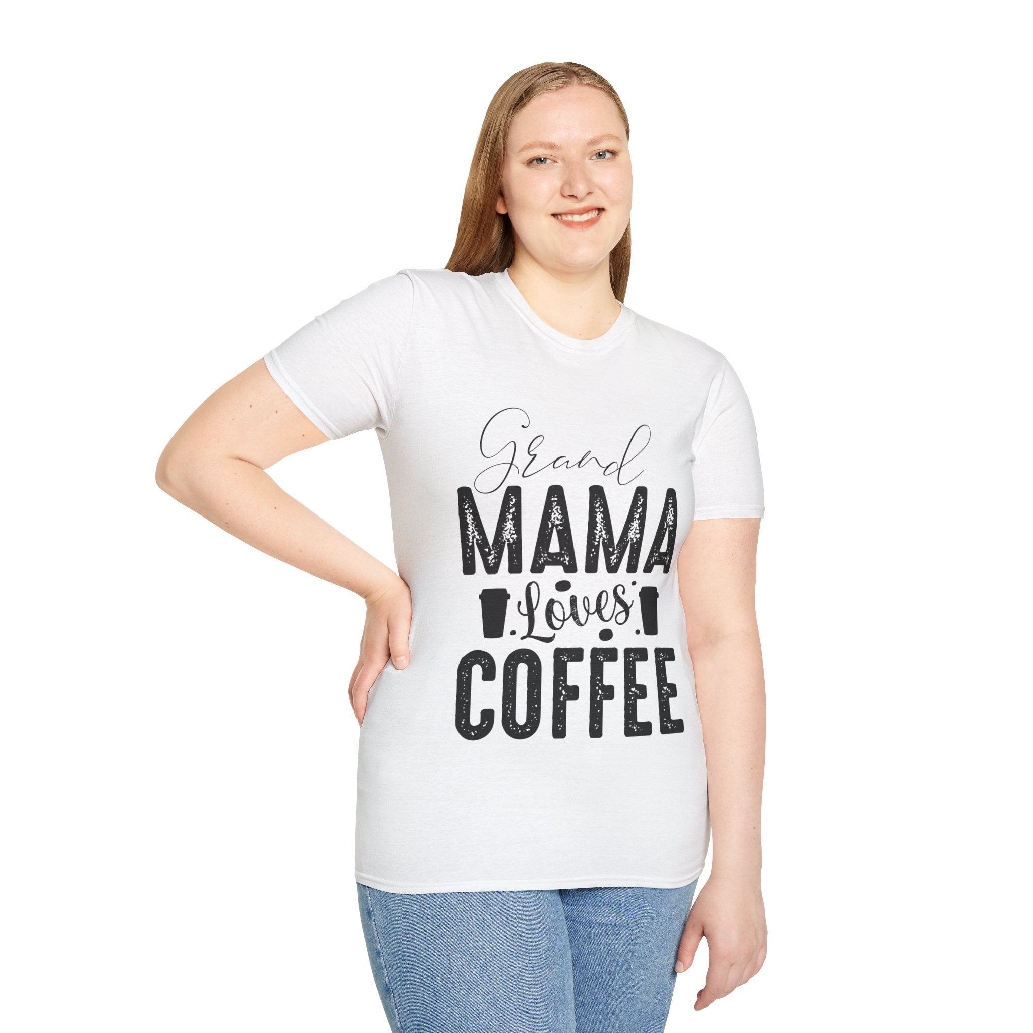 "GRAND MAMA LOVES COFFEE" Unisex Soft style T-Shirt