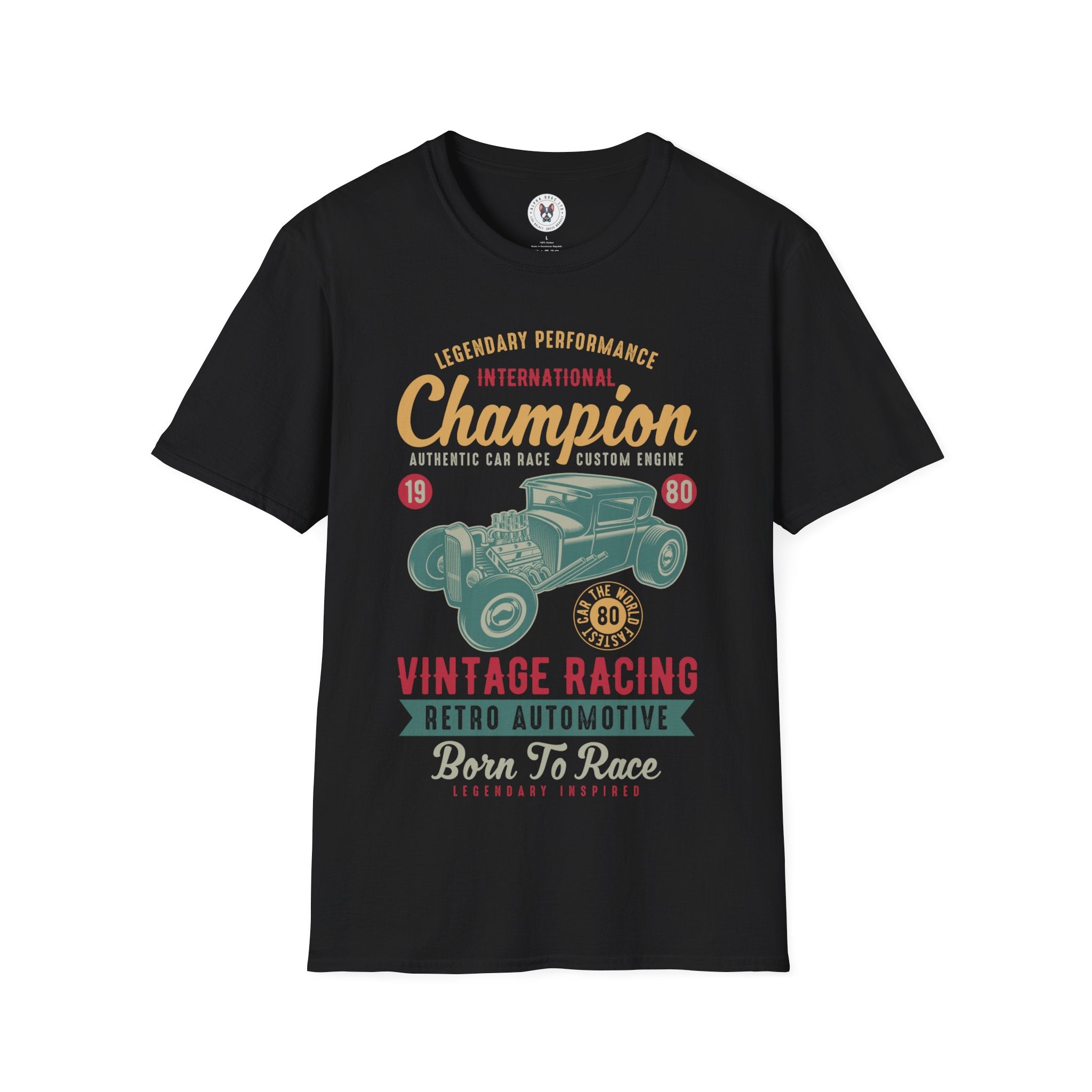 "CHAMPION VINTAGE RACING RETRO AUTOMATIVE BORN TO RACE" Unisex Soft style T-Shirt