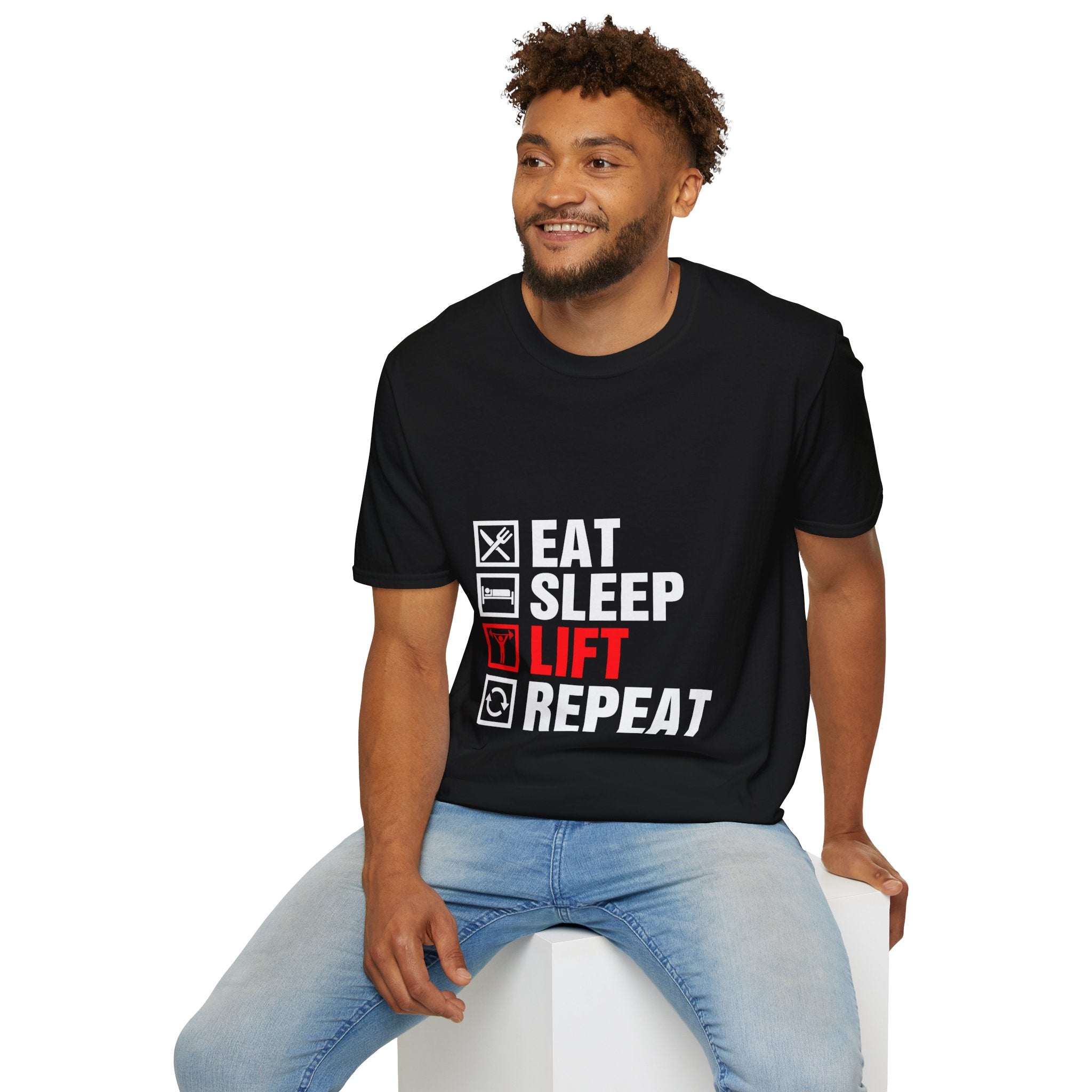 "Eat Sleep Lift Repeat" Unisex Soft Style T-Shirt