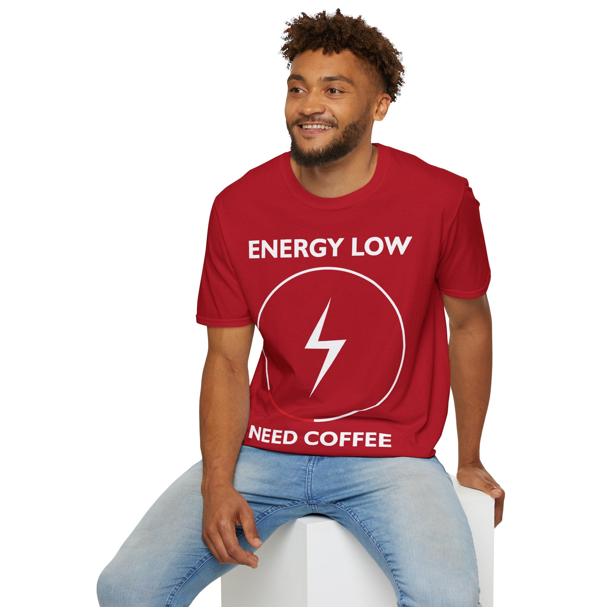 "ENERGY LOW NEED COFFEE" Unisex Soft style T-Shirt