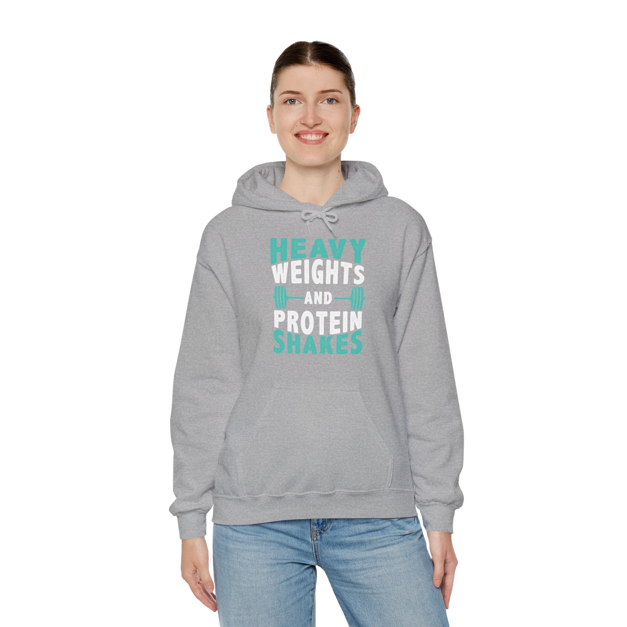 "Heavy Weights And Proteins Shakes" Unisex Heavy Blend™ Hooded Sweatshirt