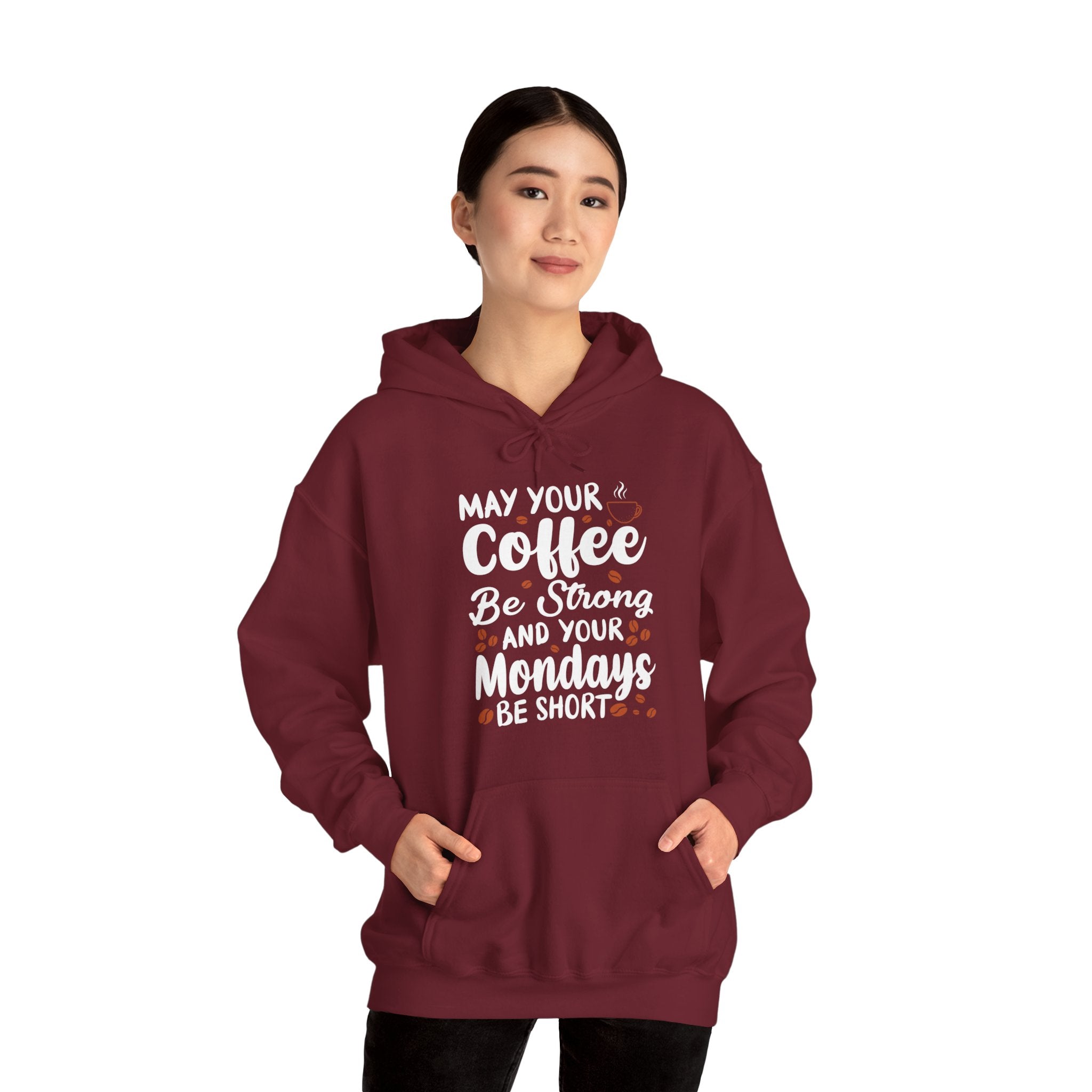 "MAY YOUR COFFEE BE STRONG AND YOUR MONDAYS BE SHORT" Unisex Heavy Blend™ Hooded Sweatshirt