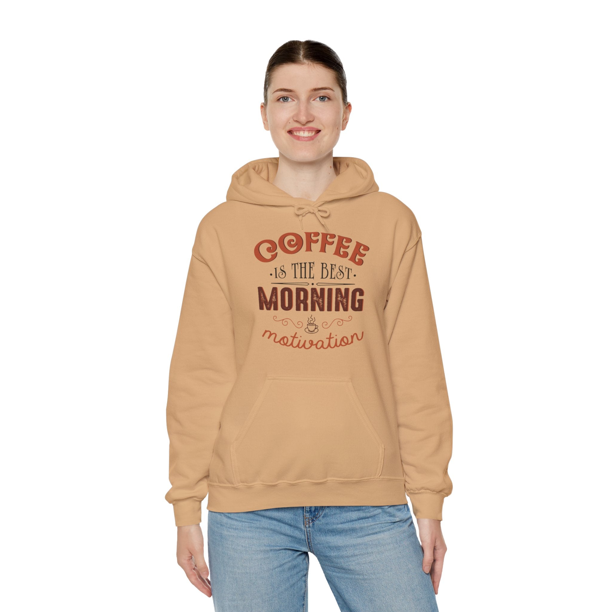 "COFFEE IS THE BEST MORNING MOTIVATION" Unisex Heavy Blend™ Hooded Sweatshirt