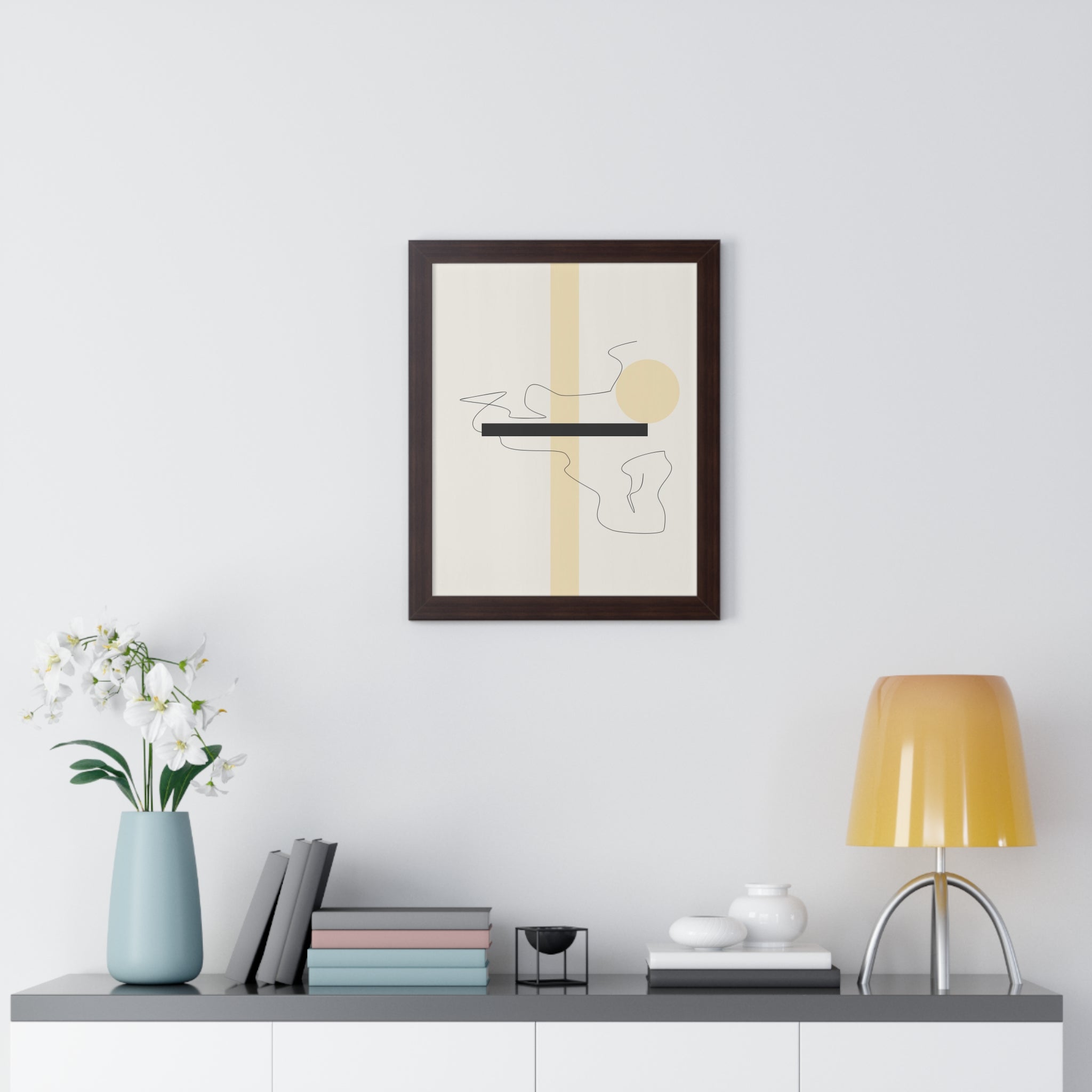 "ABSTRACT NEUTRAL" Framed Vertical Poster