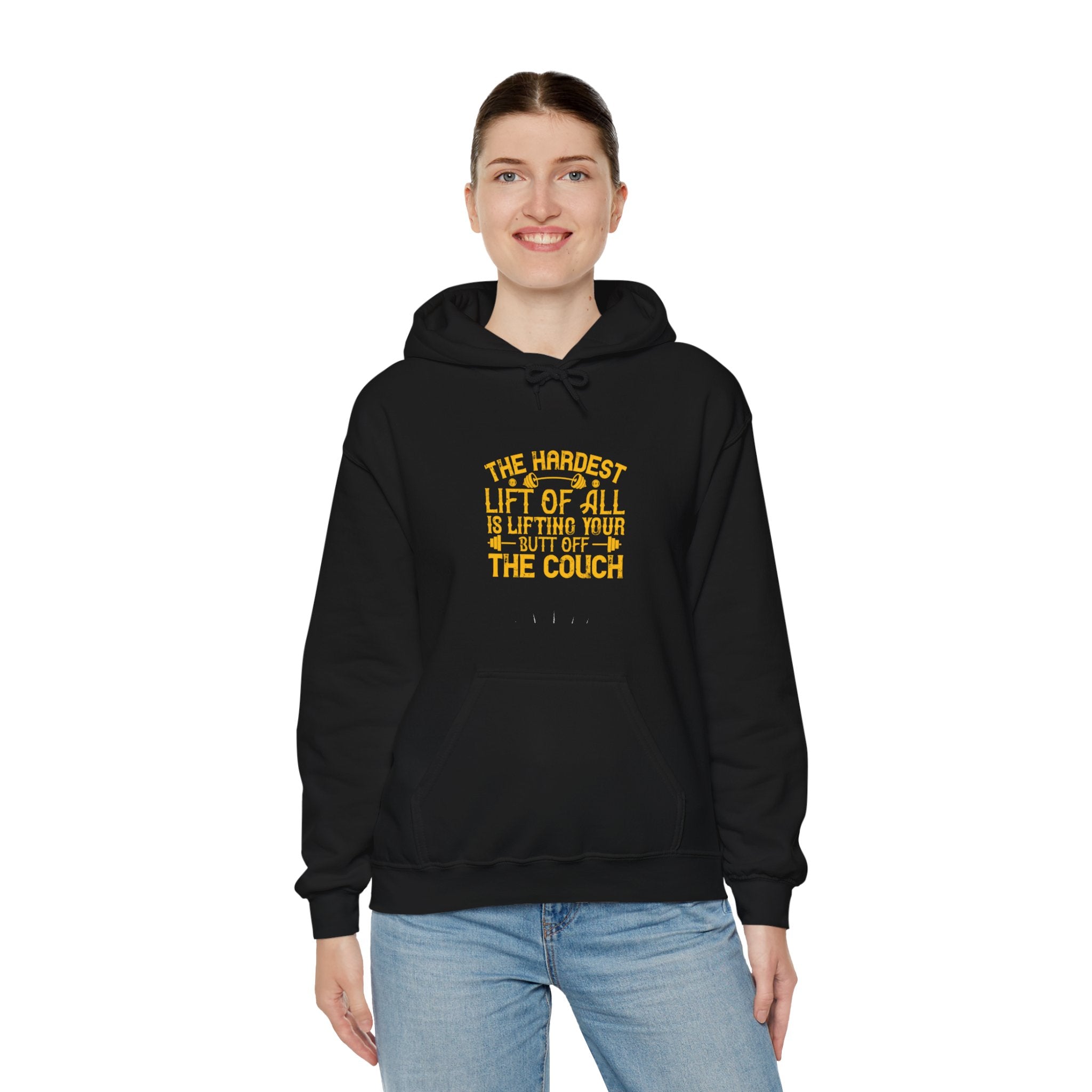 "The hardest lift of all is lifting your butt off the couch"  Unisex Heavy Blend™ Hooded Sweatshirt