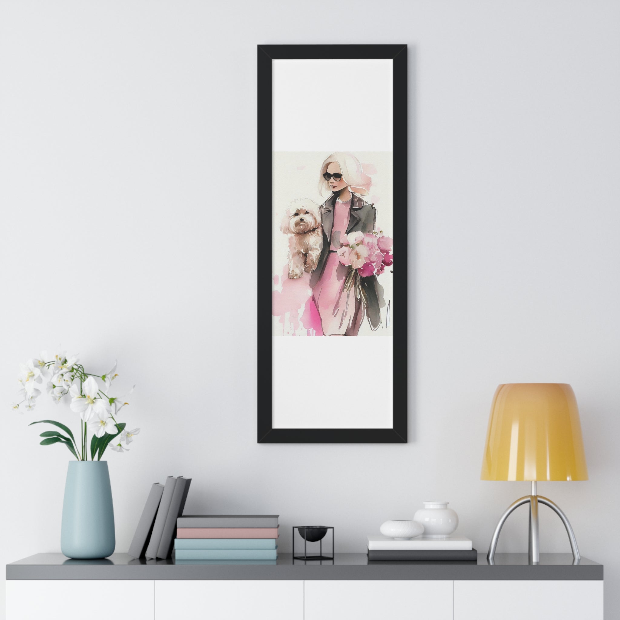 "BLONDE LADY MALTIPOO SUNGLASSES" Framed Vertical Poster