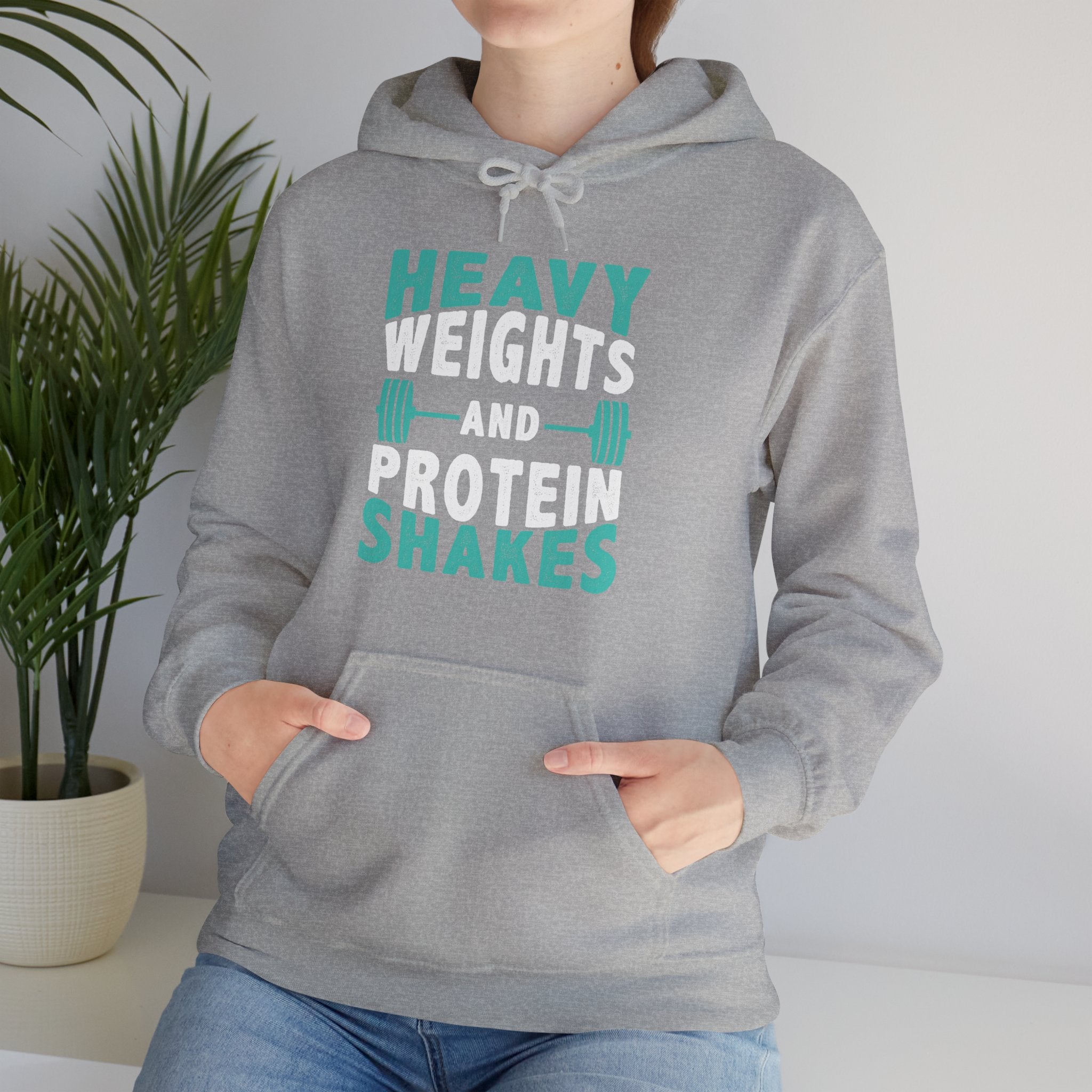 "Heavy Weights And Proteins Shakes" Unisex Heavy Blend™ Hooded Sweatshirt