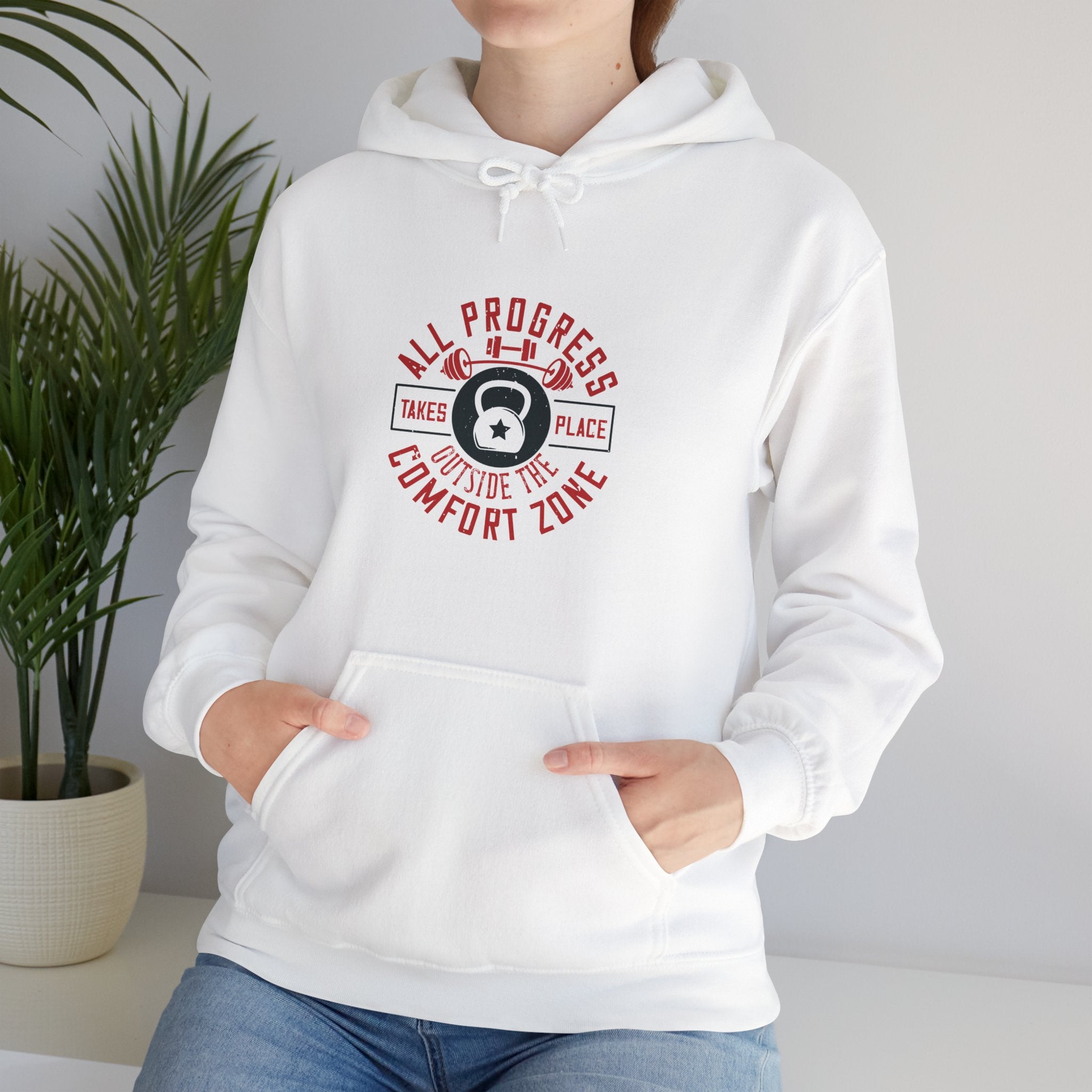 "All ProgressTakes Place Outside Of Comfort Zone" Unisex Heavy Blend™ Hooded Sweatshirt