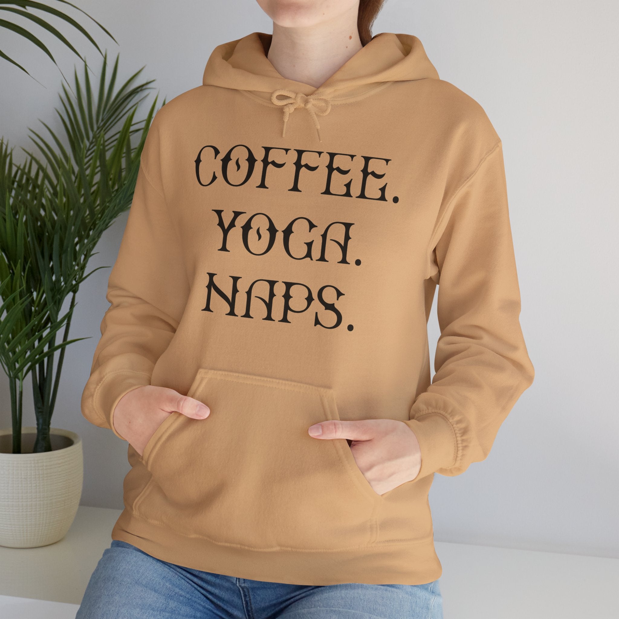 "COFFEE YOGA NAPS" Unisex Heavy Blend™ Hooded Sweatshirt