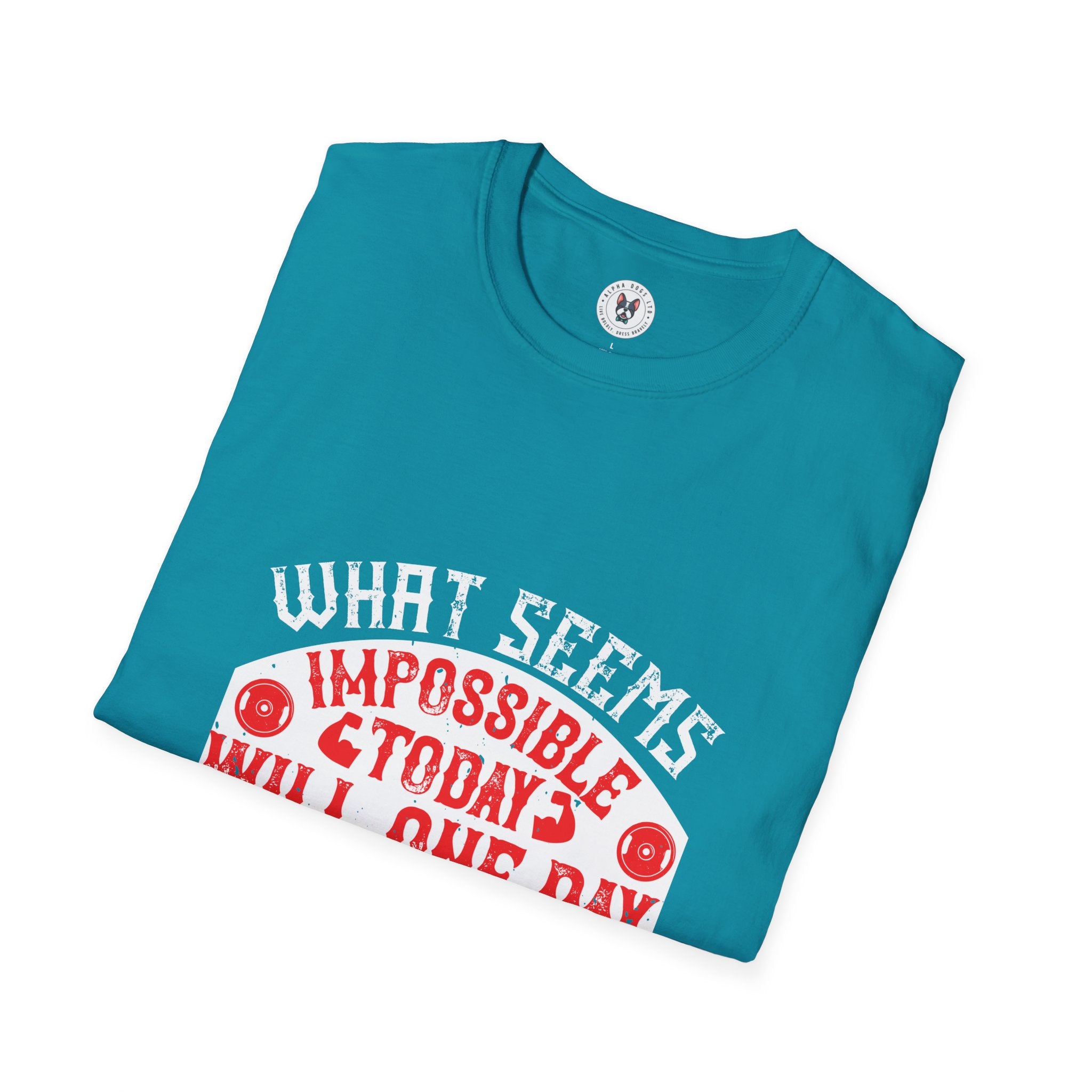 "What seems impossible today will one day become your warm-up" Unisex Soft style T-Shirt