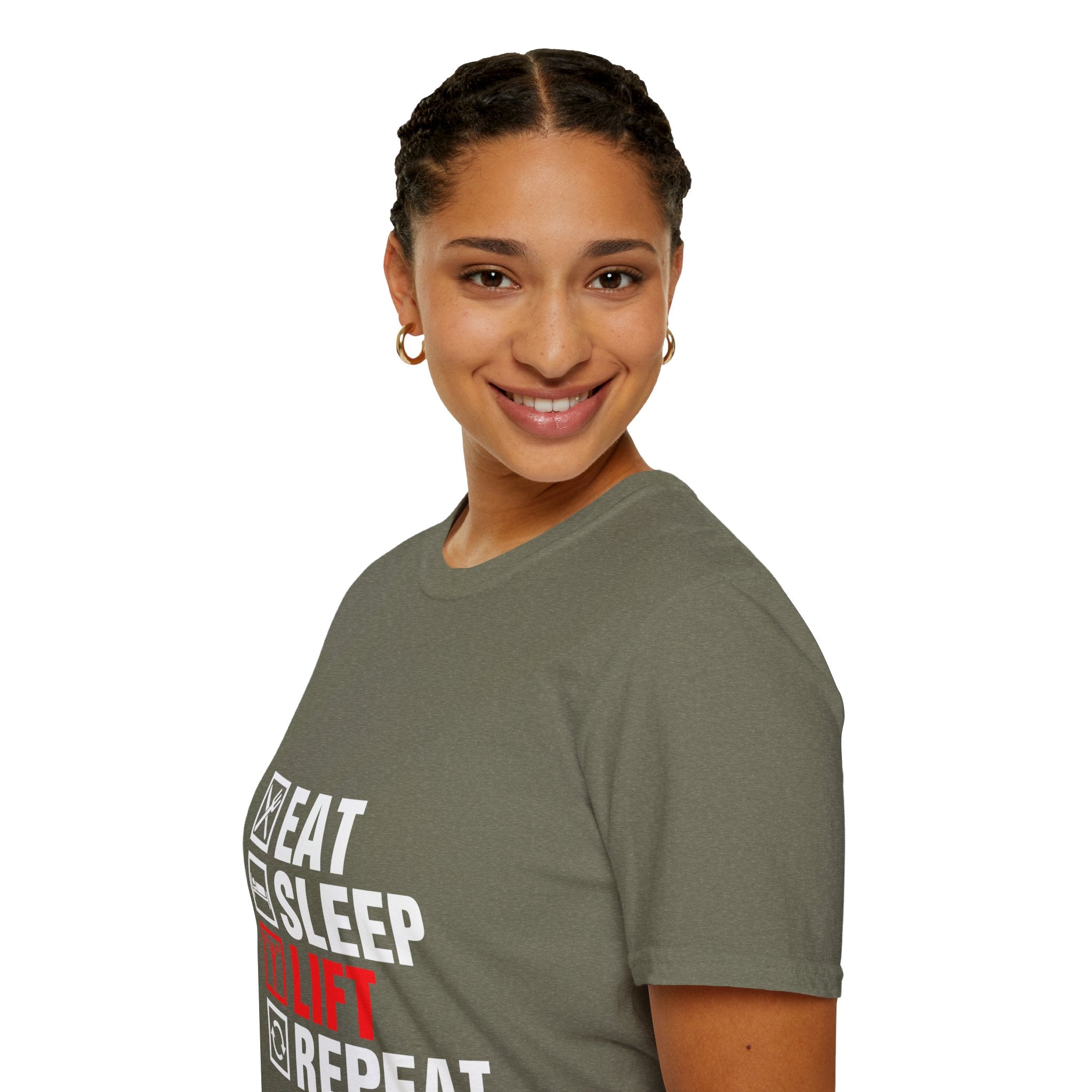 "Eat Sleep Lift Repeat" Unisex Soft Style T-Shirt