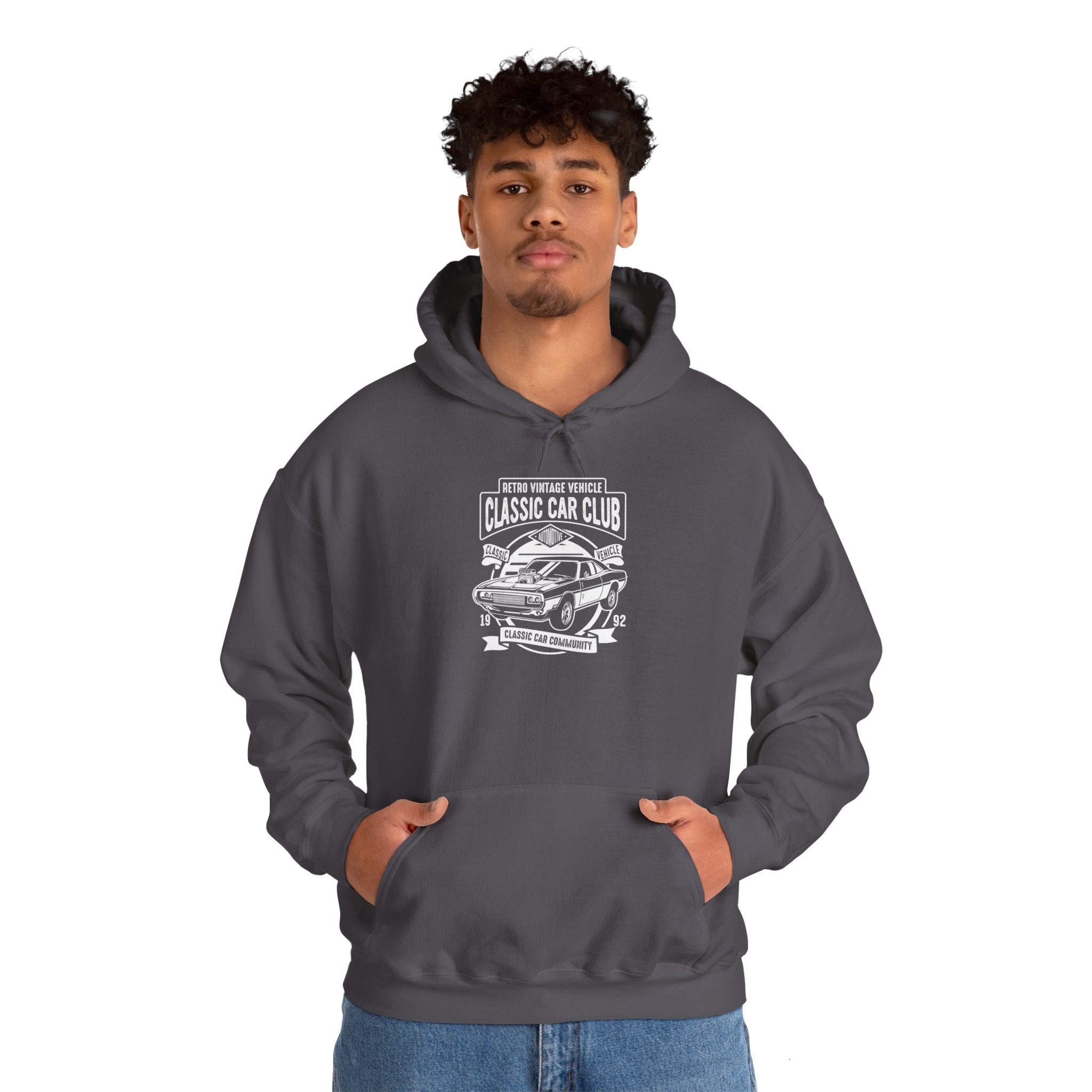 "RETRO VINTAGE VEHICLE CLASSIC CAR CLUB CLASSIC CAR COMMUNITY" Unisex Heavy Blend™ Hooded Sweatshirt