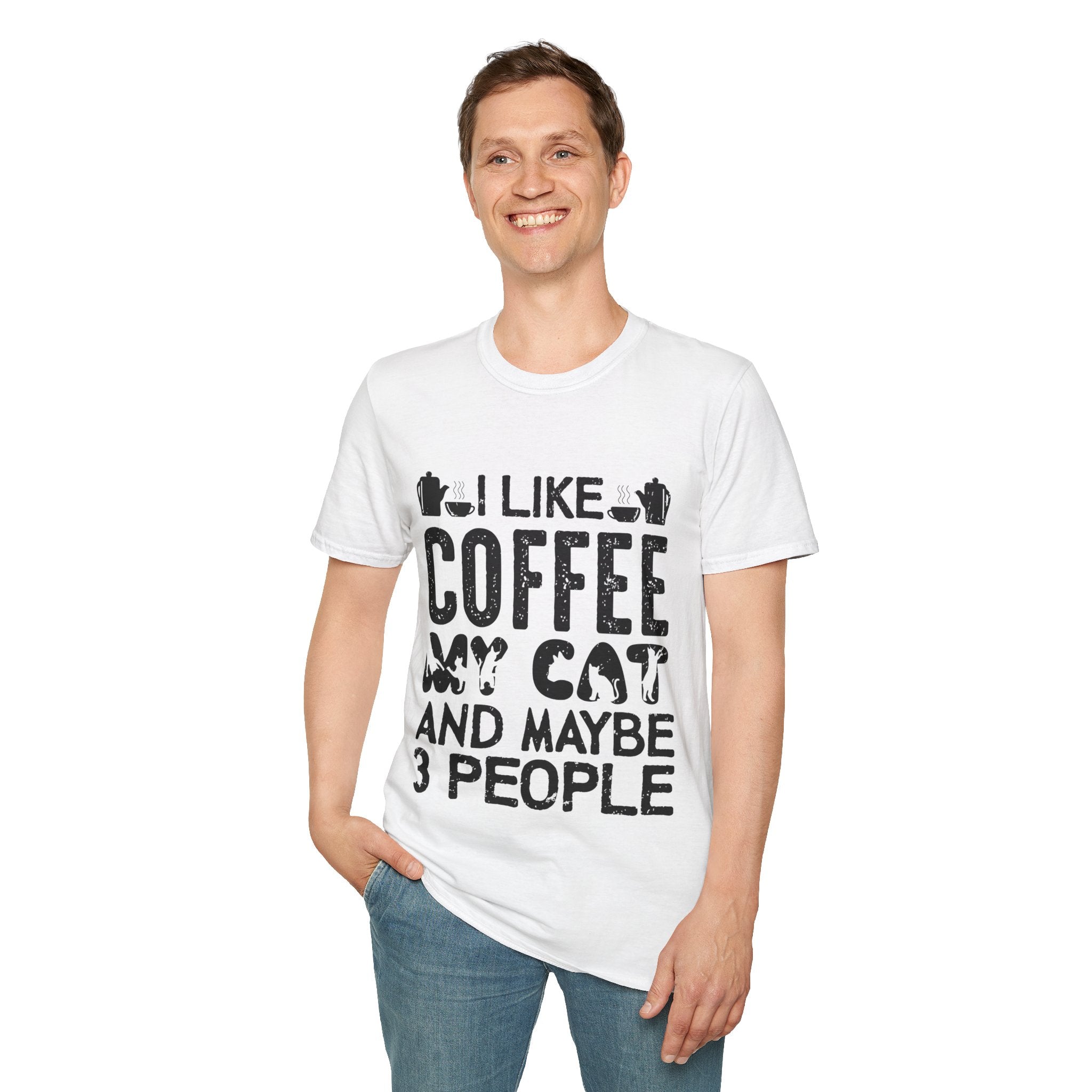 "I LIKE COFFEE MY CAT AND MAYBE 3 PEOPLE" Unisex Soft style T-Shirt