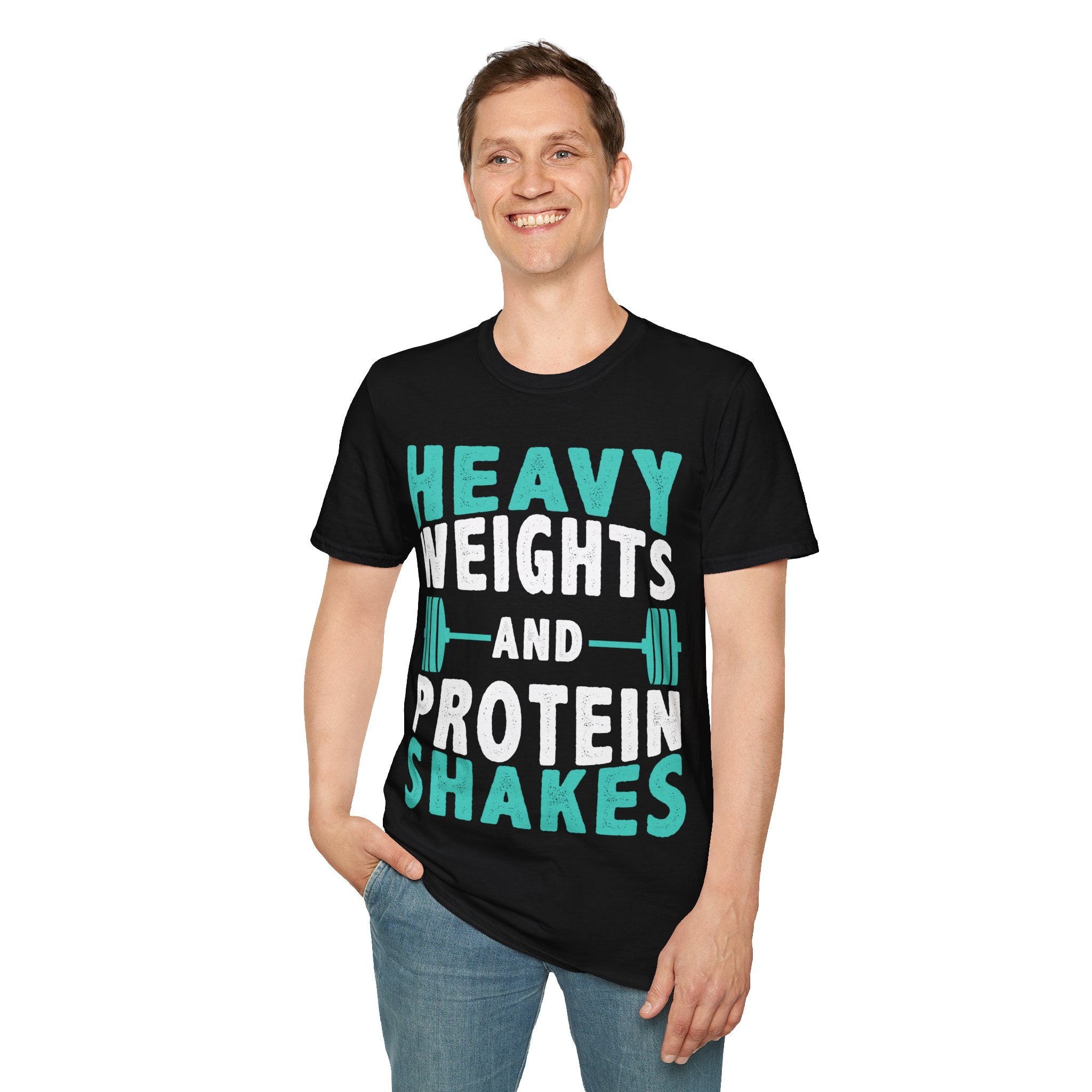 "Heavy Weights And Proteins Shakes" Unisex Soft Style T-Shirt