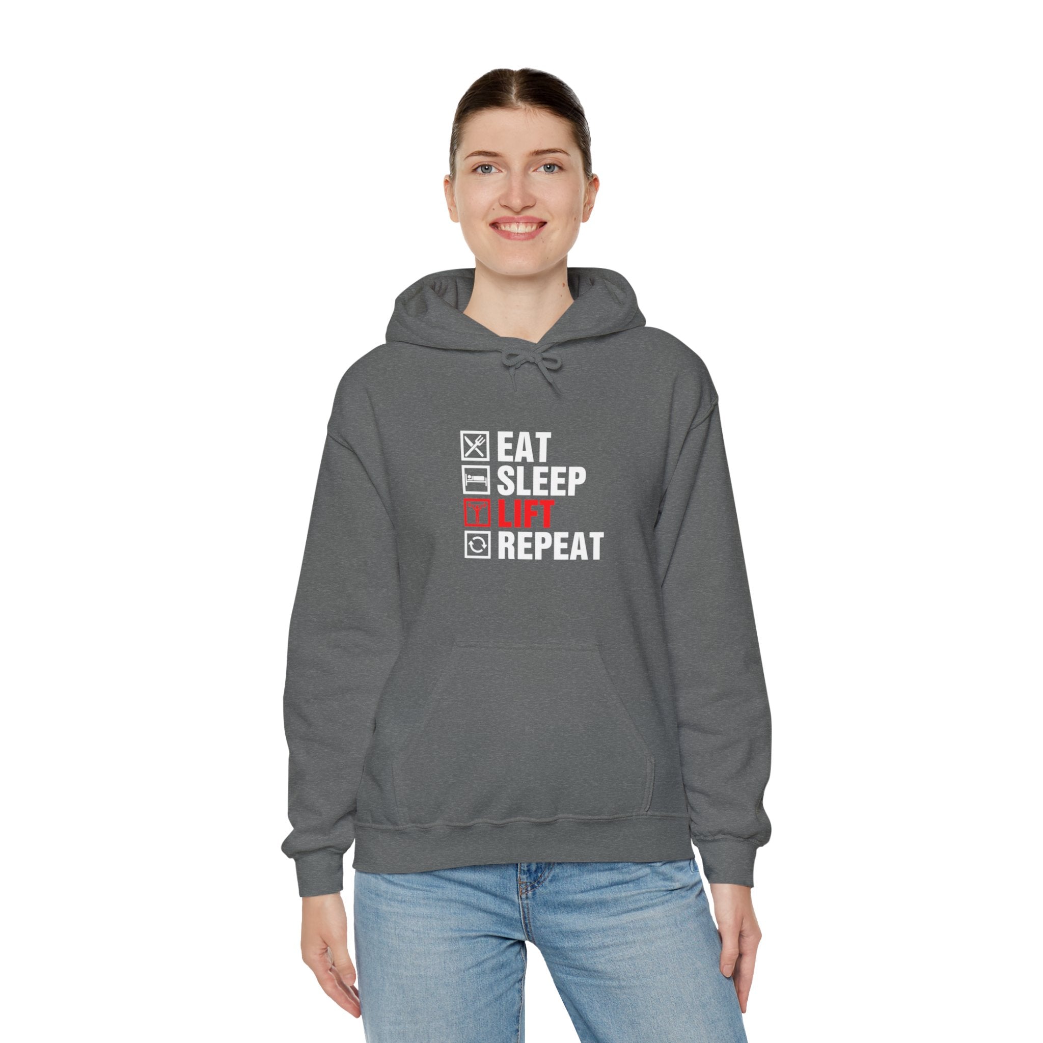 "Eat Sleep Lift Repeat" Unisex Heavy Blend™ Hooded Sweatshirt