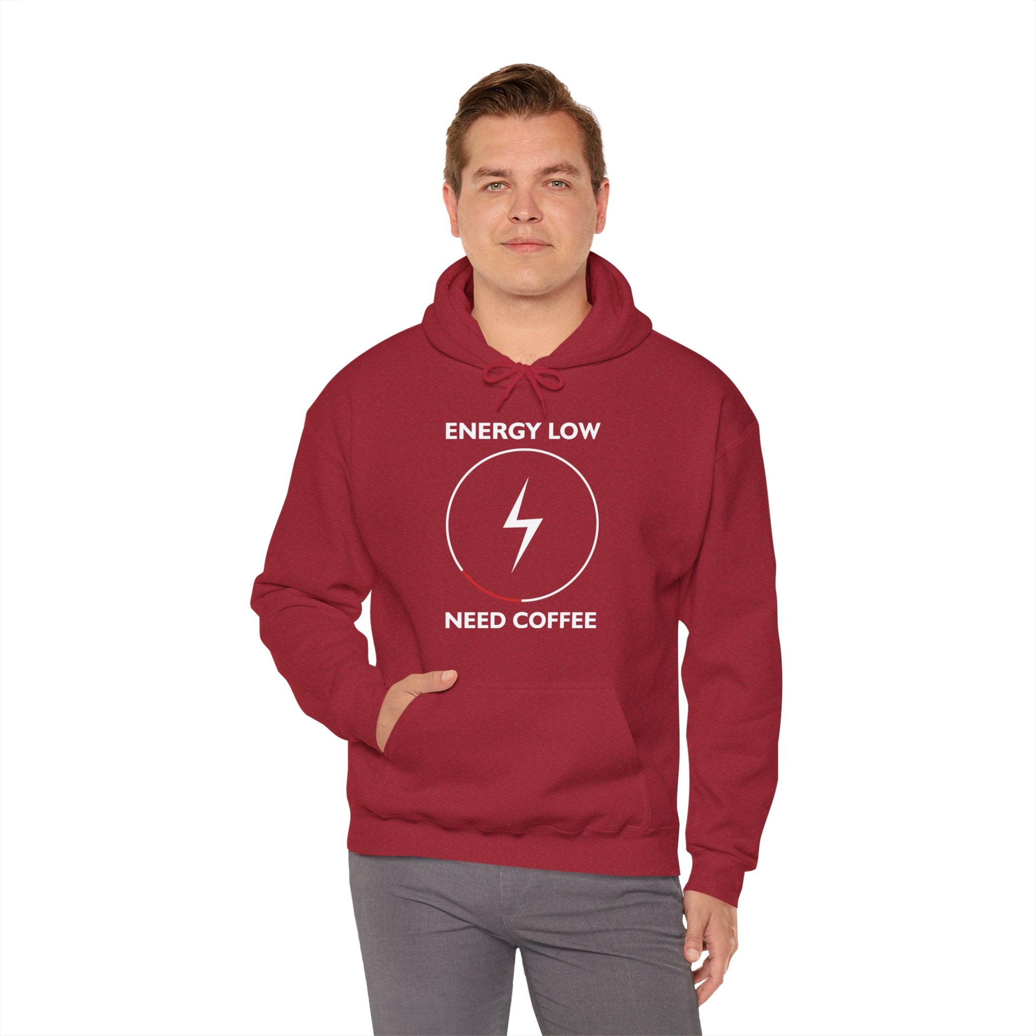 "ENERGY LOW NEED COFFEE" Unisex Heavy Blend™ Hooded Sweatshirt