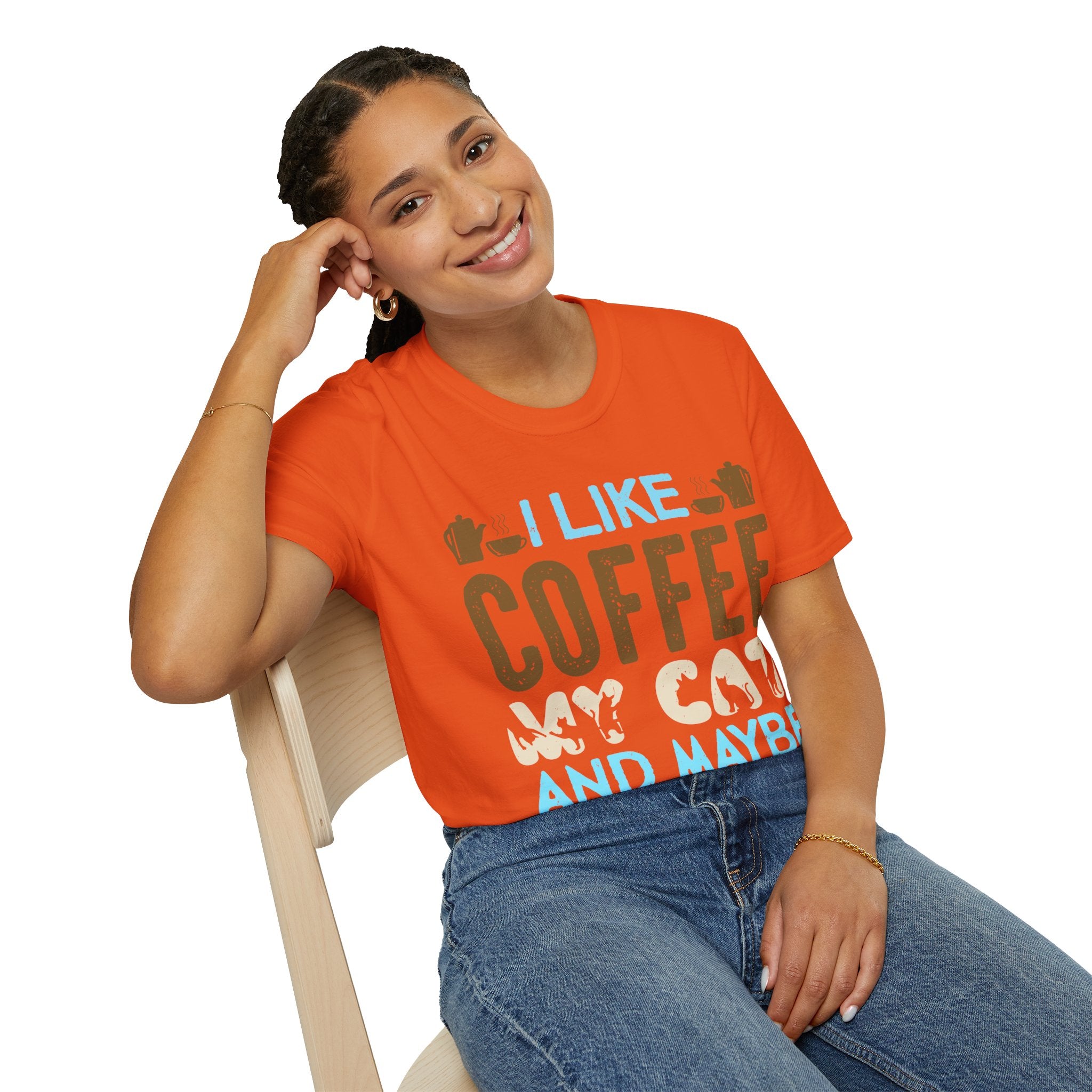 "I LIKE COFFEE MY CAT AND MAYBE 3 PEOPLE" Unisex Soft style T-Shirt