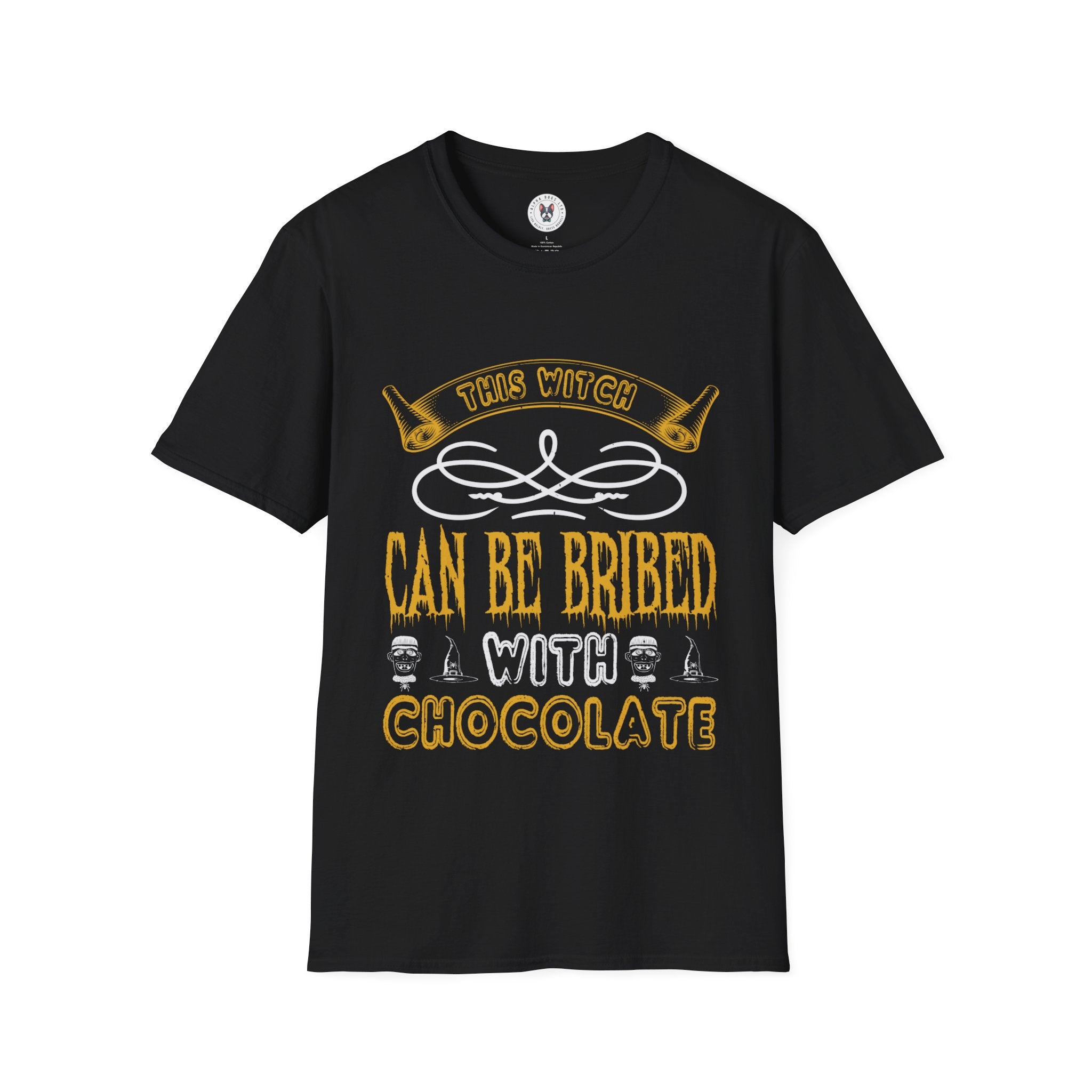 "THIS WITCH CAN BE BRIBED WITH CHOCOLATE" Unisex Soft style T-Shirt