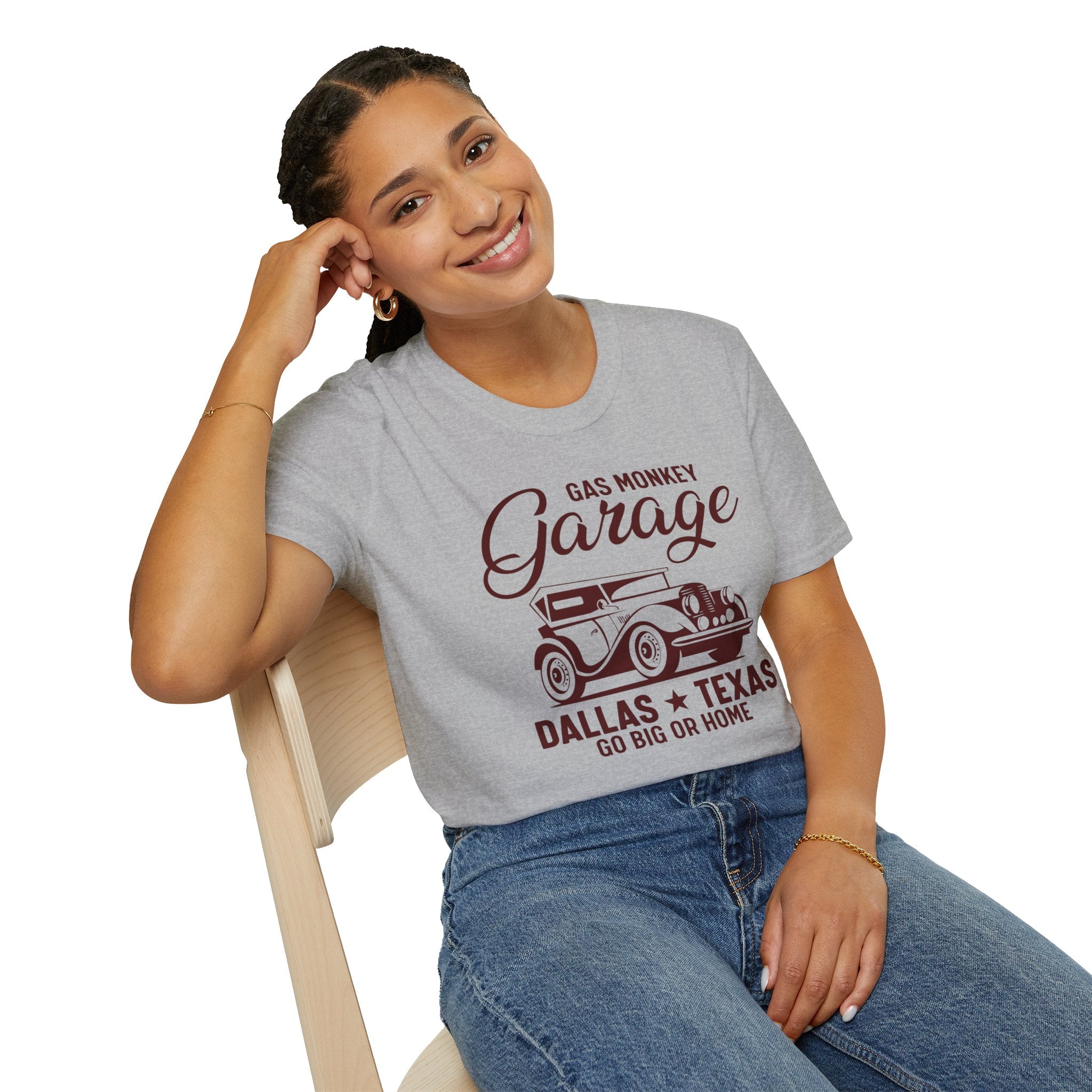 "GAS MONKEY GARAGE DALLAS TEXAS GO BIG OR HOME" Unisex Soft style T-Shirt