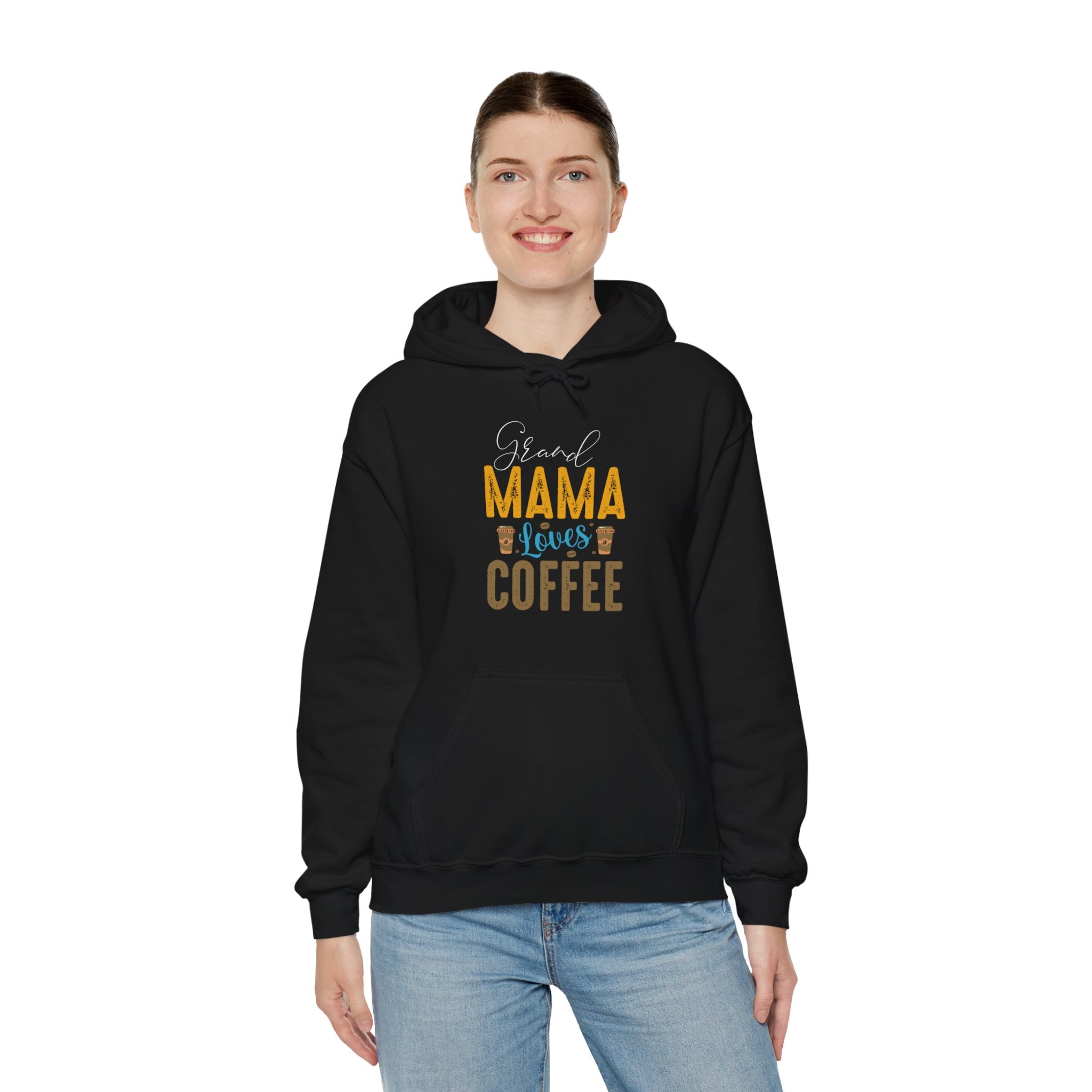 "GRAND MAMA LOVES COFFEE" Unisex Heavy Blend™ Hooded Sweatshirt