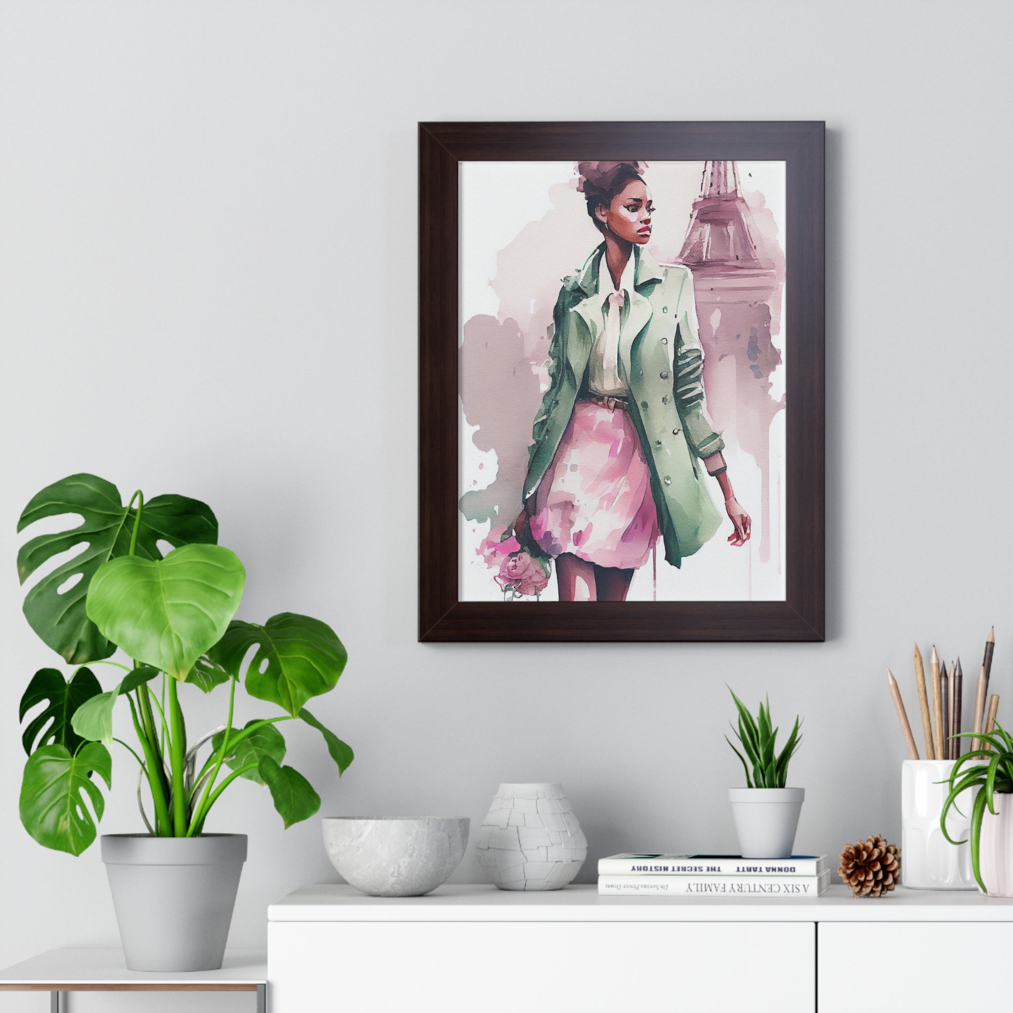 "BLACK WOMAN PARIS STREETS" Framed Vertical Poster