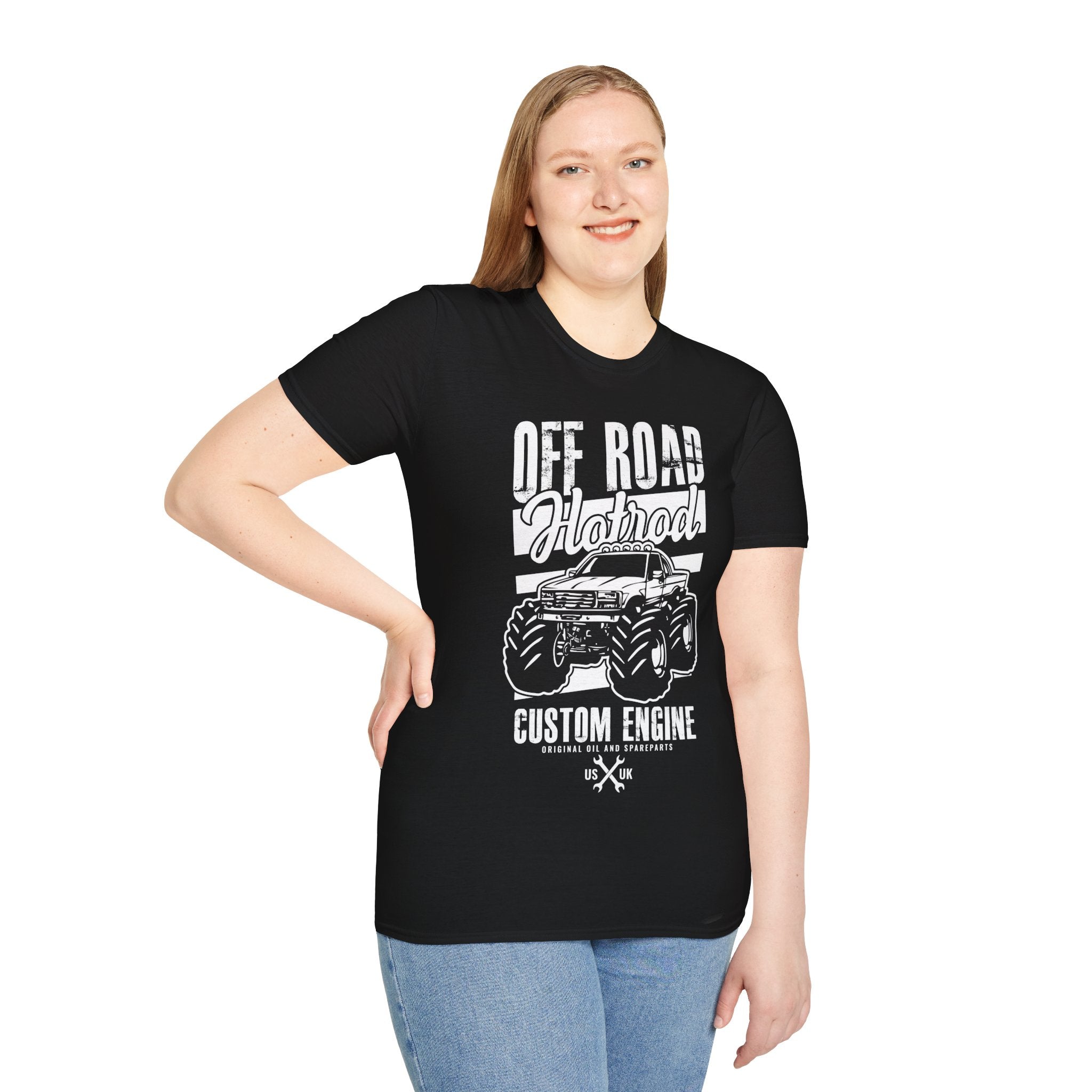 "OFF ROAD HOTROD CUSTOM ENGINE ORIGINAL OIL AND SPARE PARTS US UK" Unisex Soft style T-Shirt