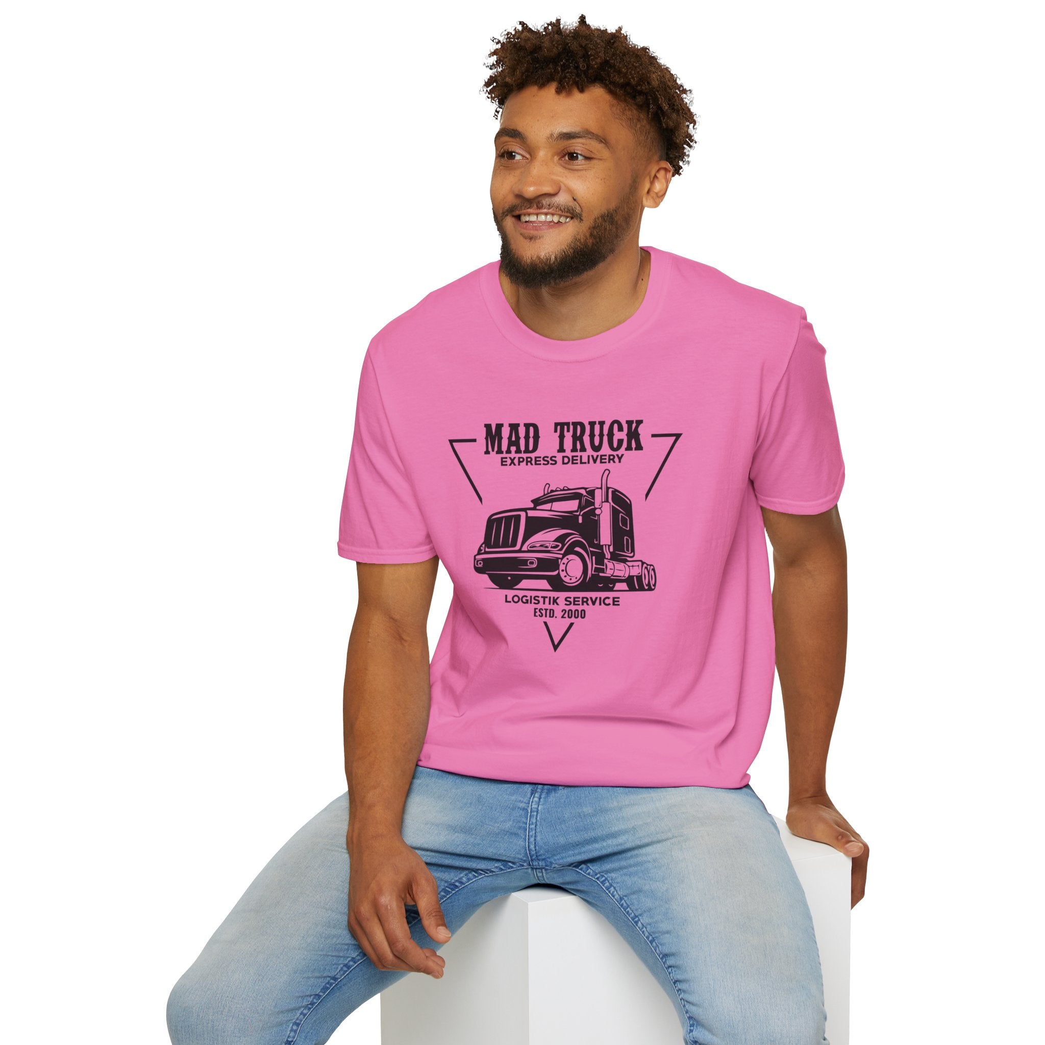 "MAD TRUCK EXPRESS DELIVERY LOGISTIK SERVICE ESTD. 2000" Unisex Soft style T-Shirt