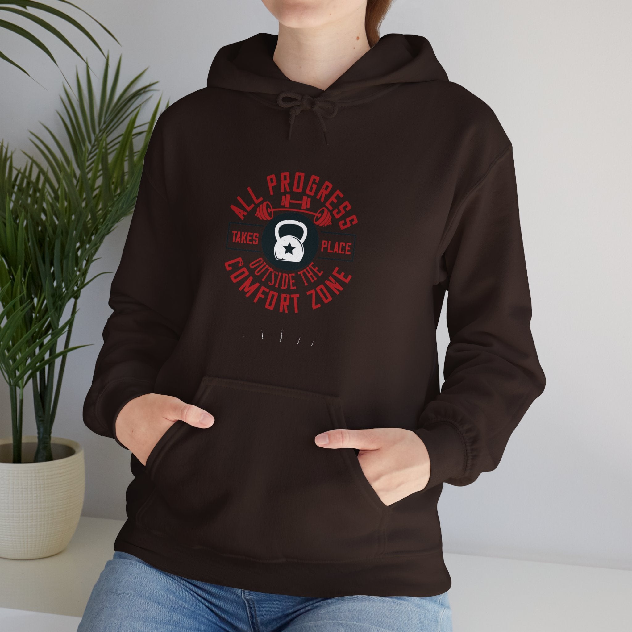 "All ProgressTakes Place Outside Of Comfort Zone" Unisex Heavy Blend™ Hooded Sweatshirt