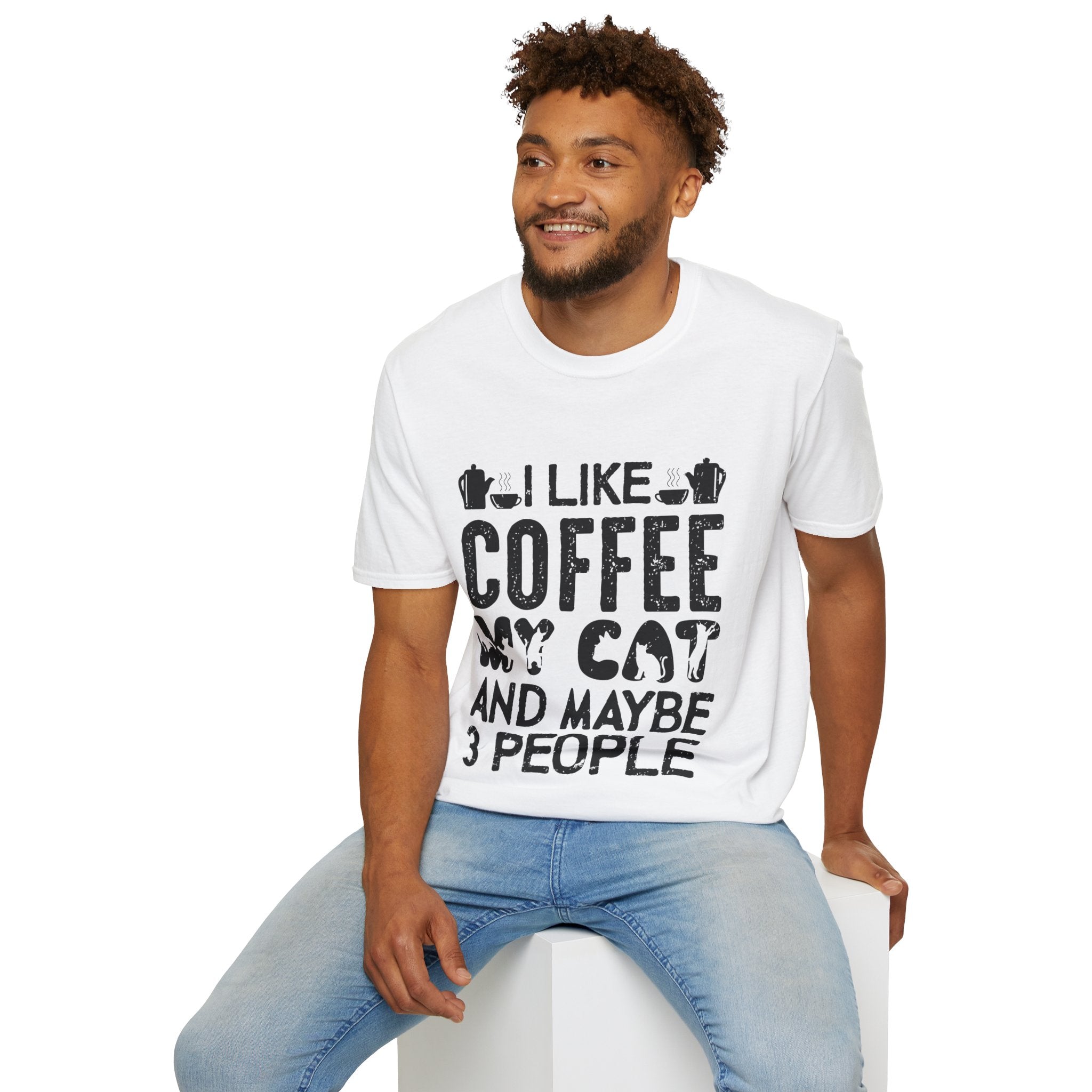 "I LIKE COFFEE MY CAT AND MAYBE 3 PEOPLE" Unisex Soft style T-Shirt