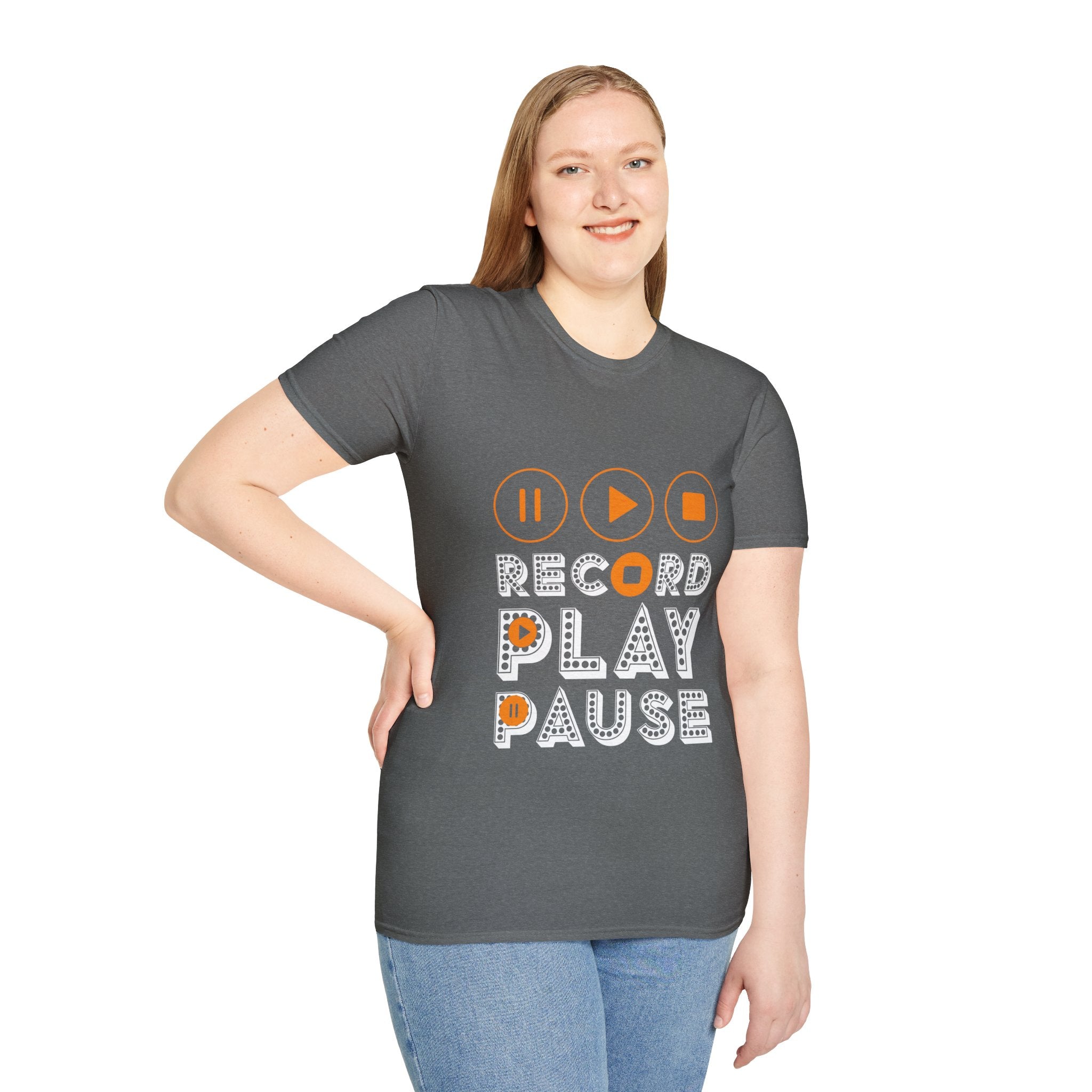 "Record Play Pause" Unisex Soft style T-Shirt