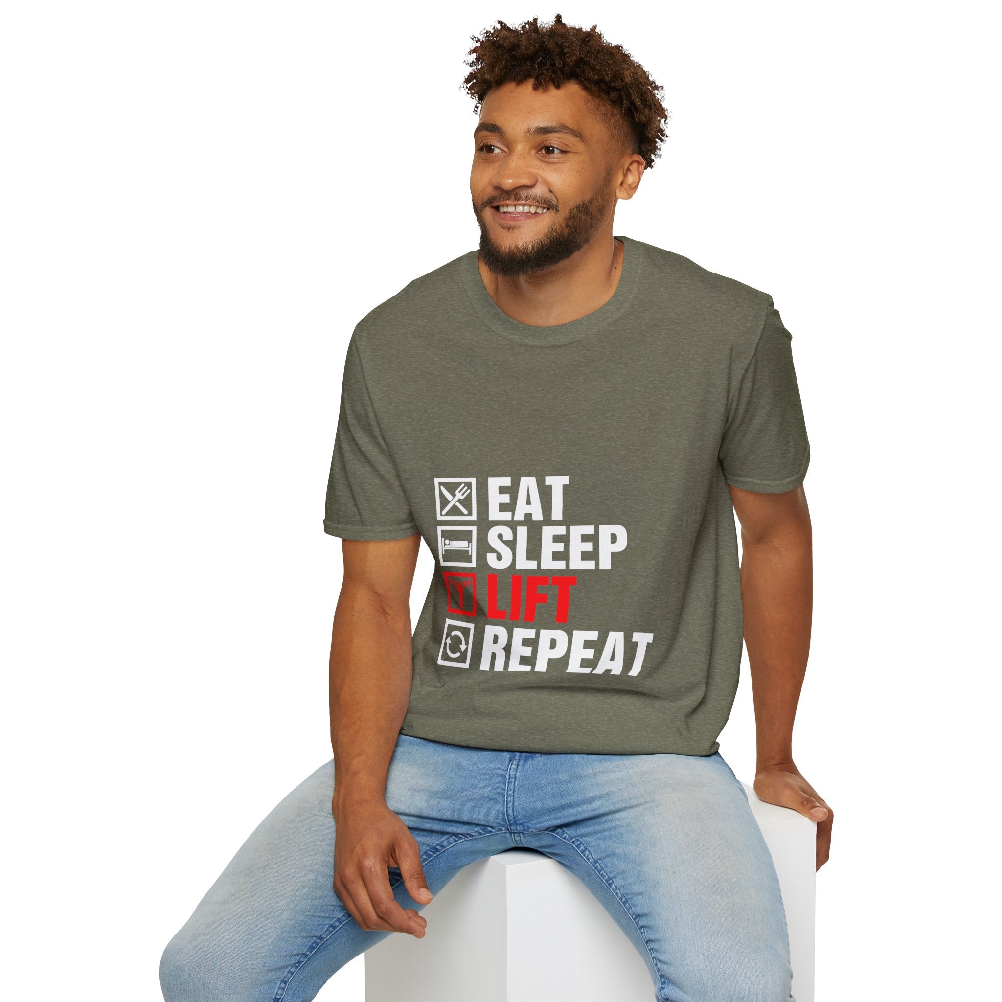 "Eat Sleep Lift Repeat" Unisex Soft Style T-Shirt